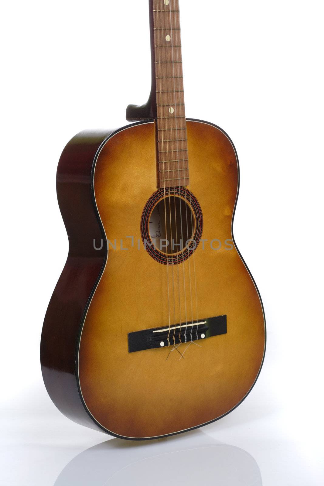 Guitar Acoustic photo on the white background