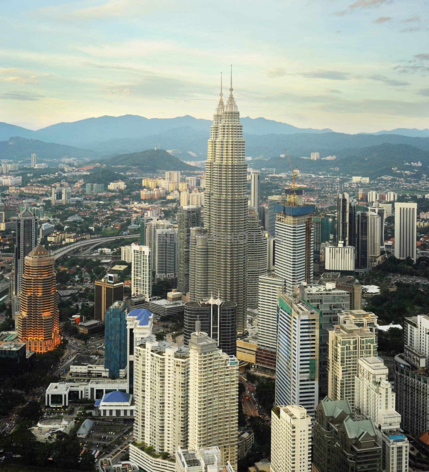 Panorama of Kuala Lumpur from KL Tower at sunset. Malaysia