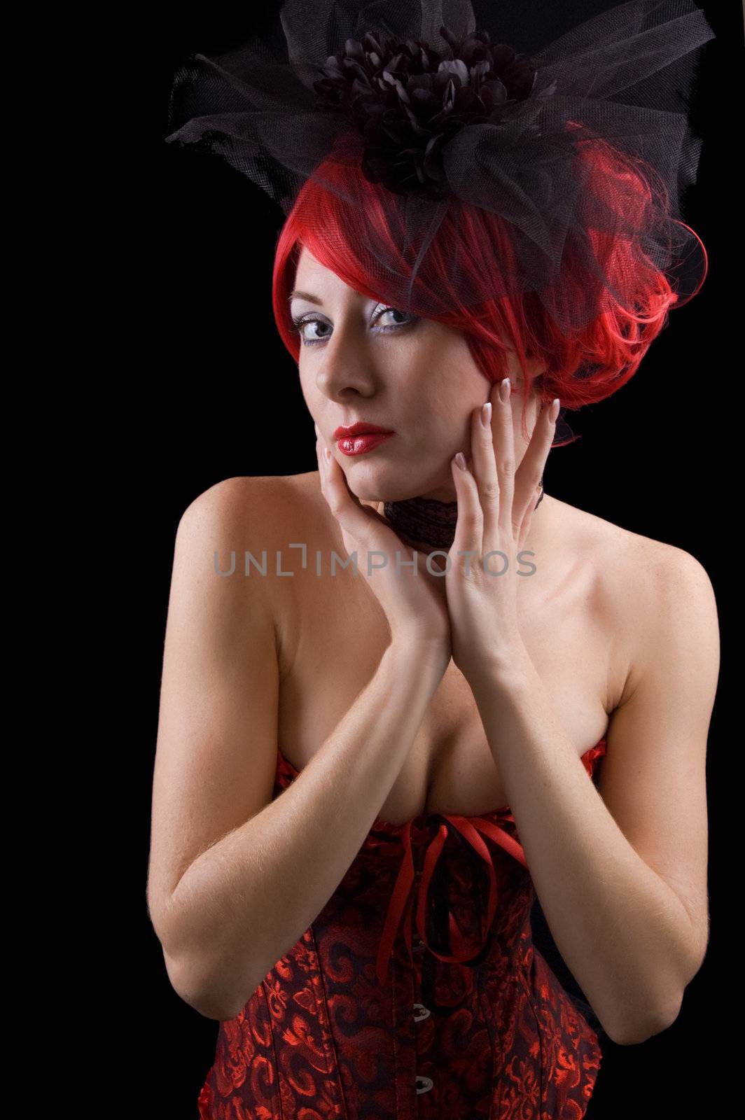 Red-headed woman in corset by Angel_a