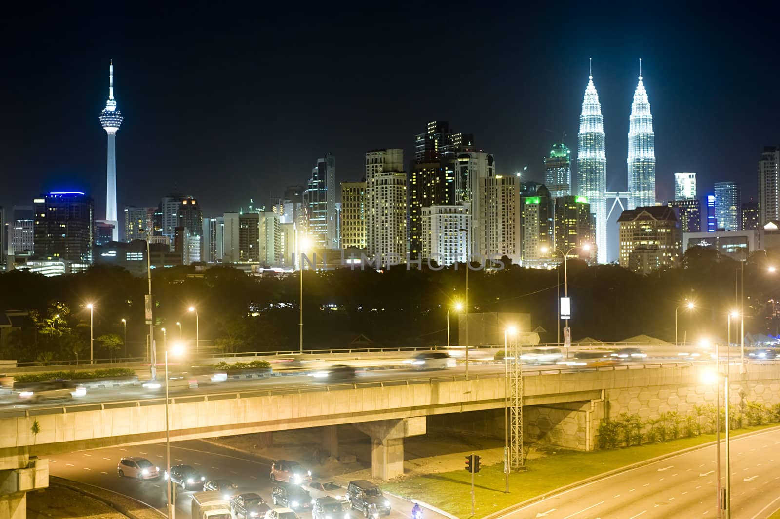 Panorama of Kuala Lumpur at night. Malaysia