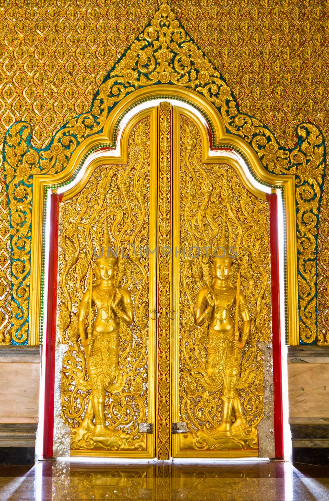 Golden door in temple Thailand