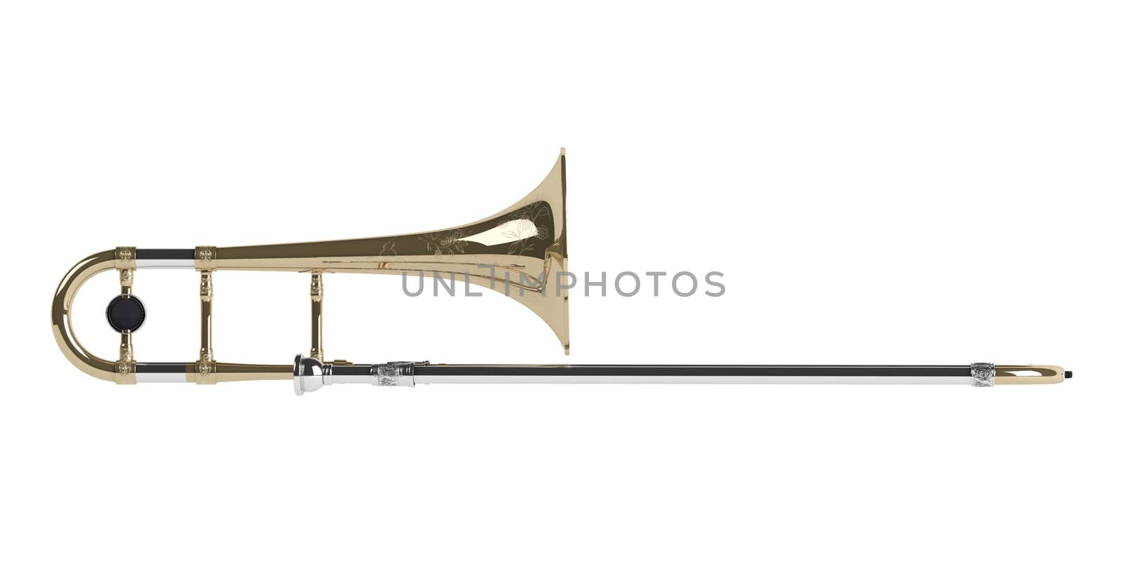 Trombone isolated on white background