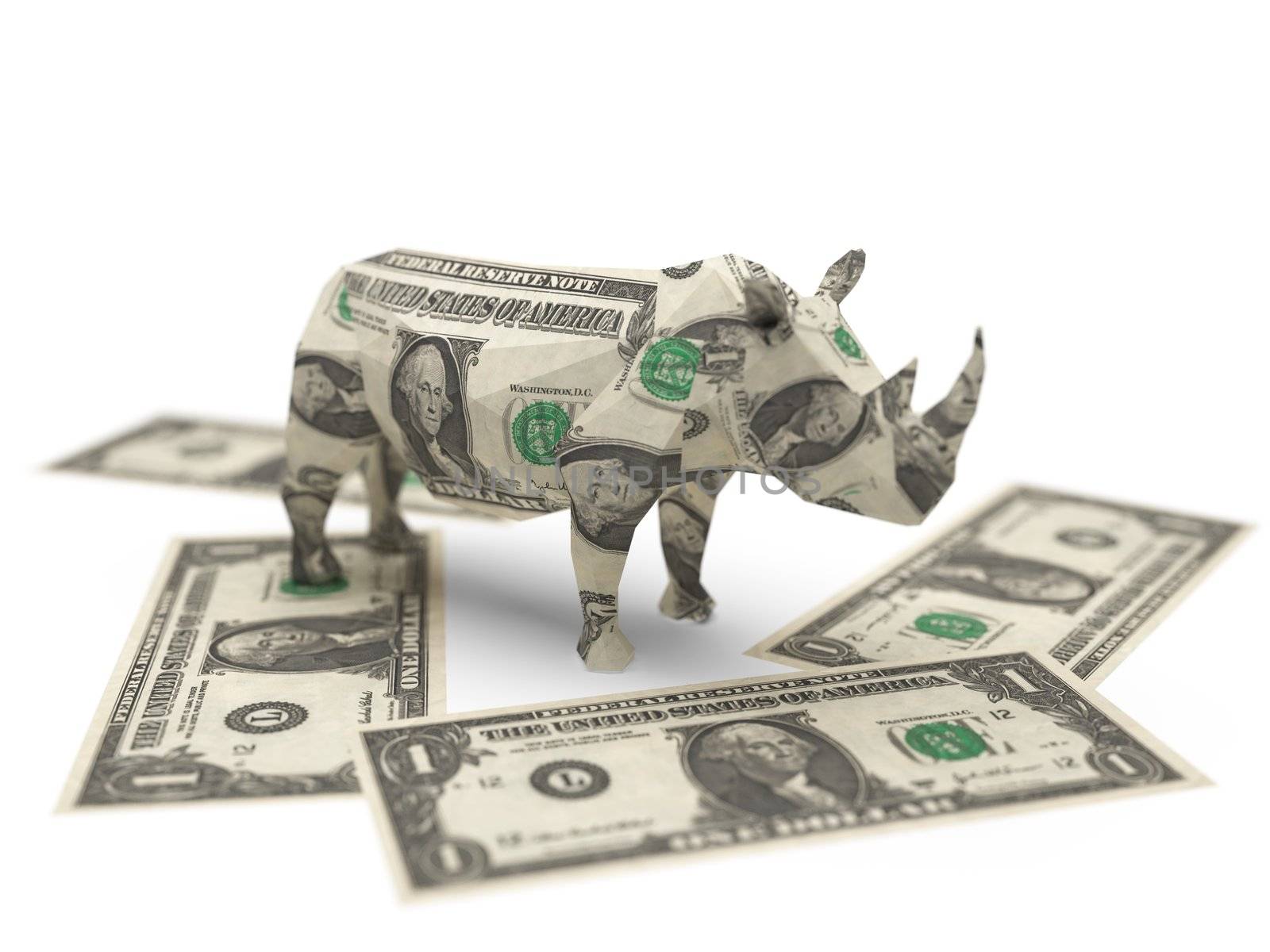 dollar origami rhino by icetray