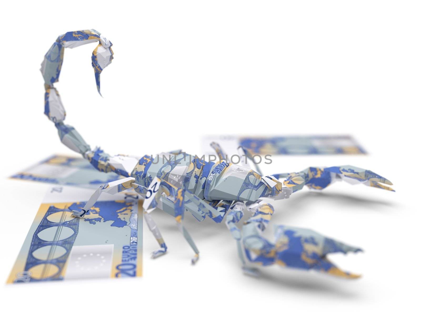 euro origami scorpion made in 3D graphics