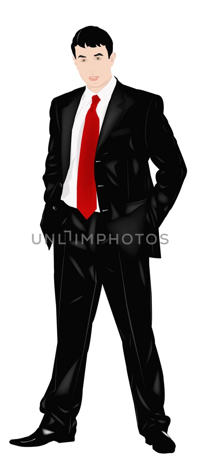 The elegant imposing businessman on a white background