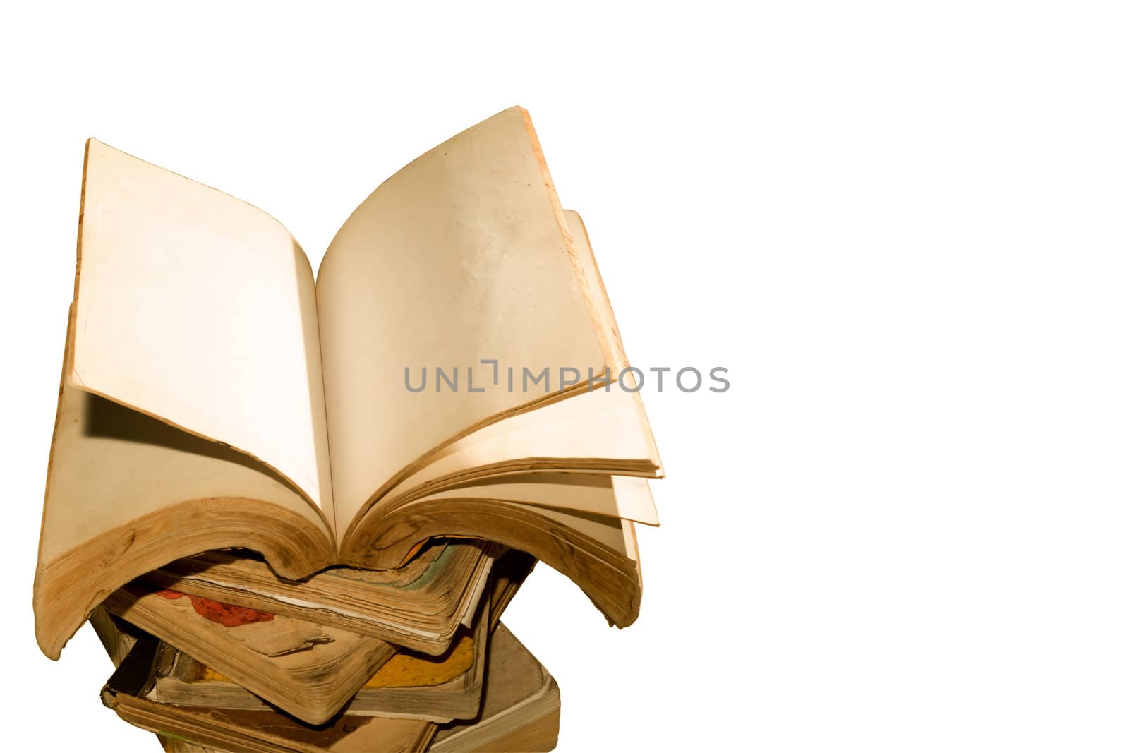 Isolated old antique vintage books