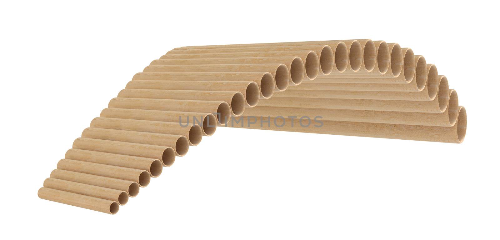 Pan flute or pan pipe, panflute isolated on white background