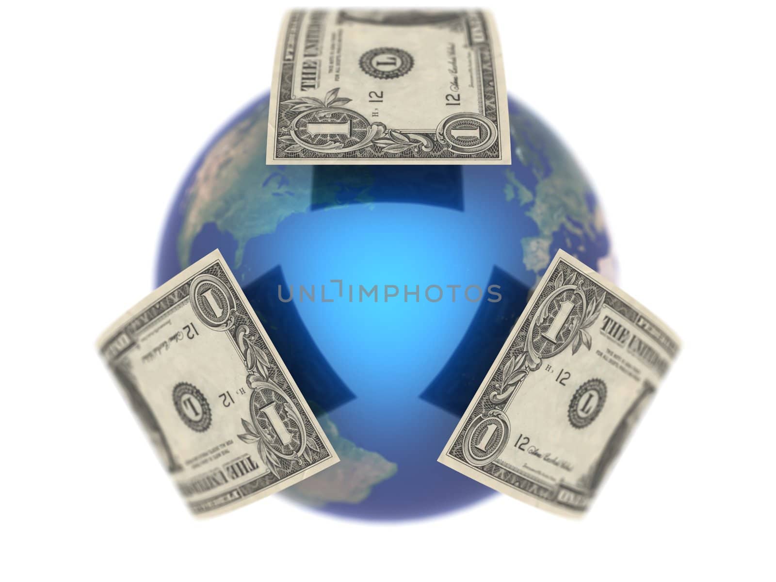 Dollar covering the Earth in 3D