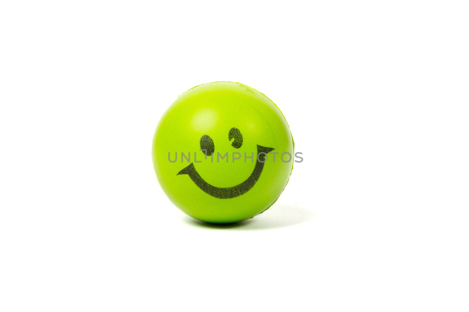 green smiley ball isolated on white