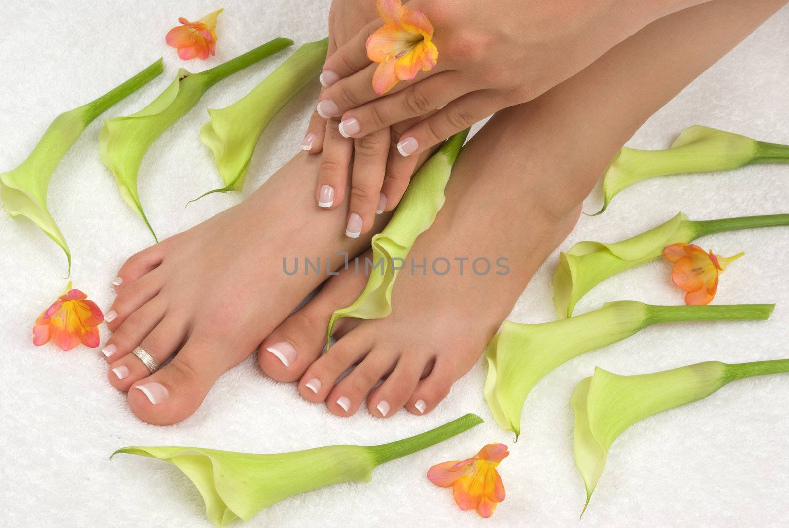 Spa treatment with beautiful lilies 