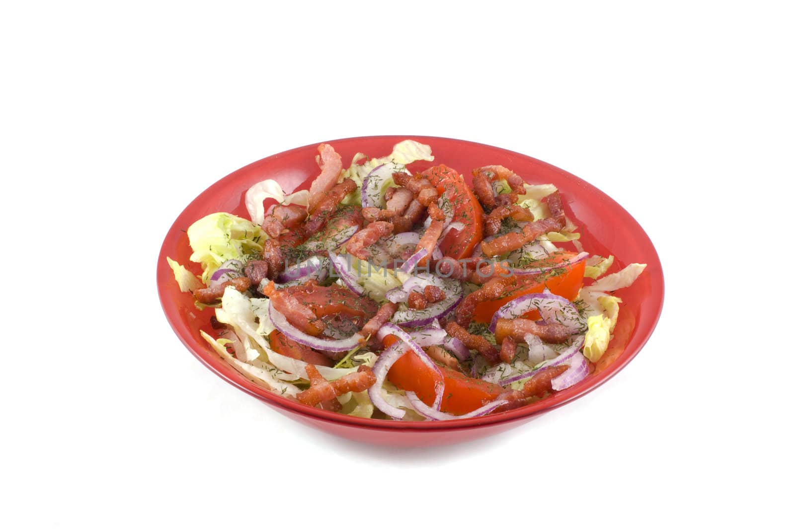 Colorful salad on a white background.