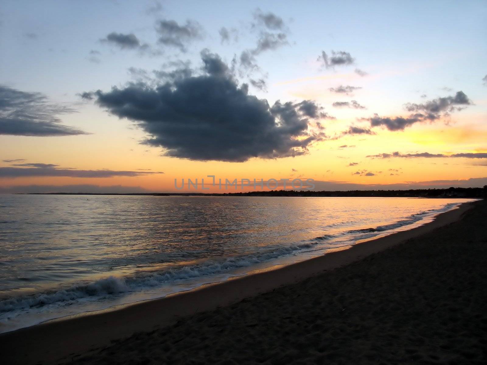 A pretty sunset at a New England beach - Connecticut, USA.