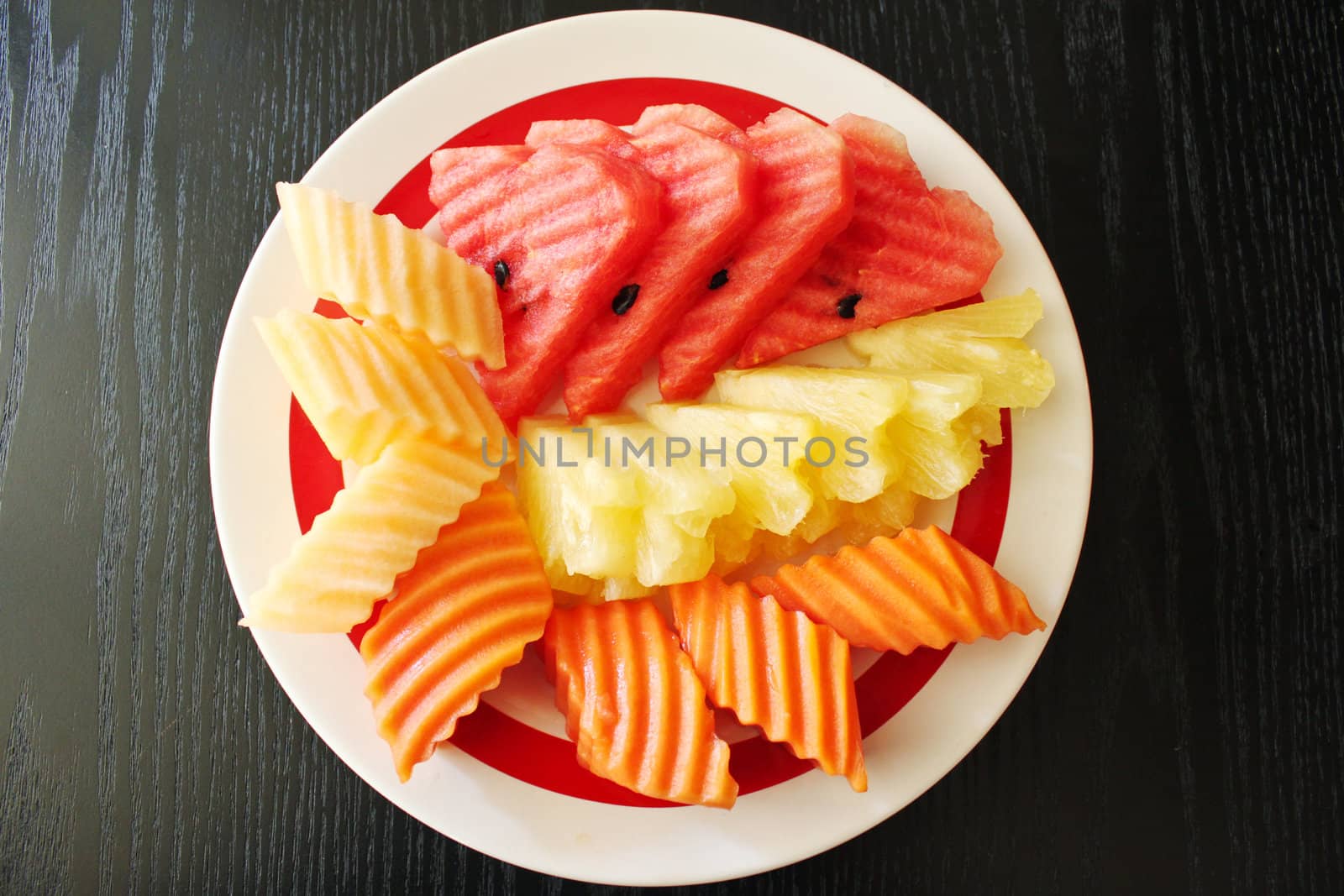 Thai fruits carving on plate