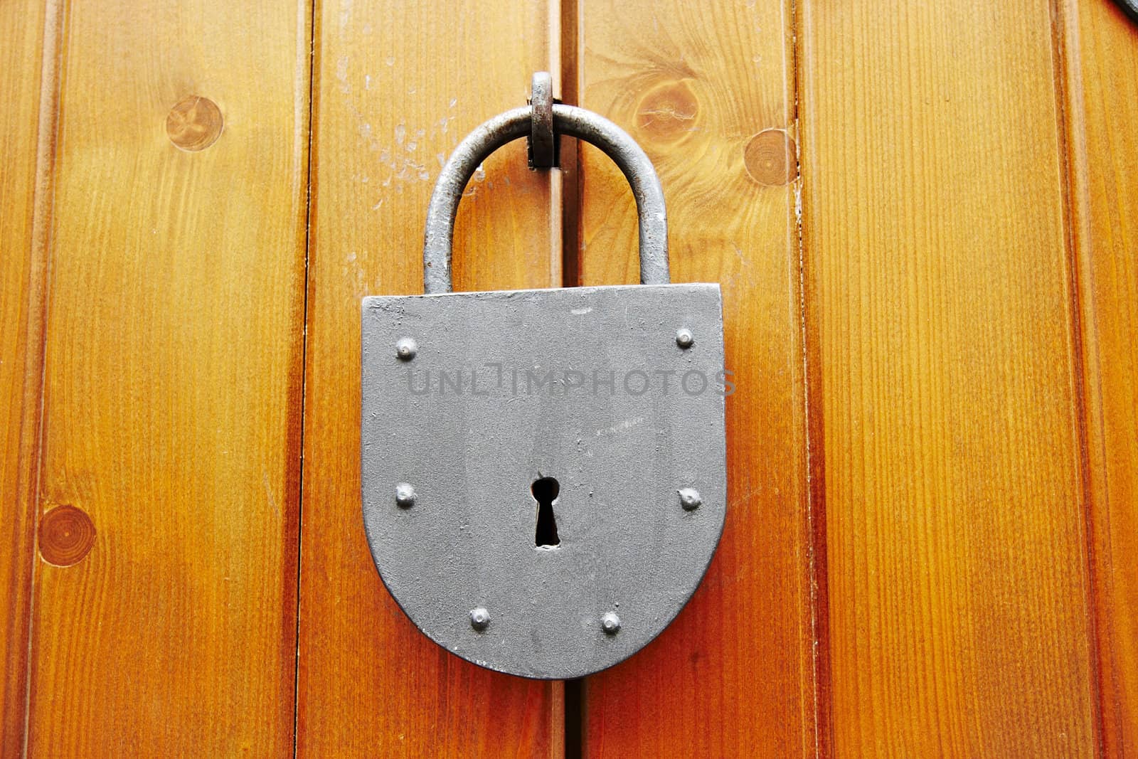 Shot of the old locked padlock - detail