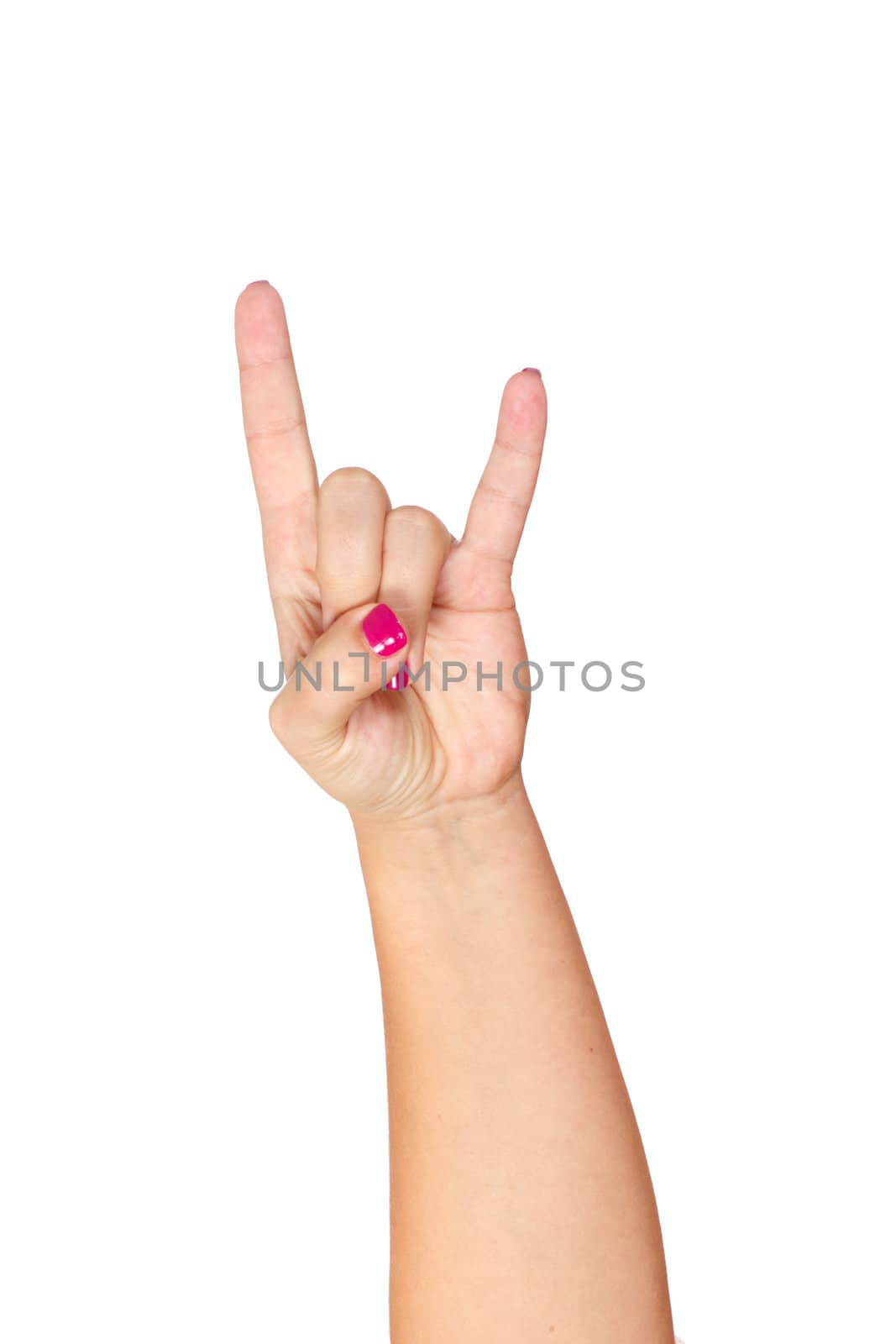 gesturing hand. photo on the white background