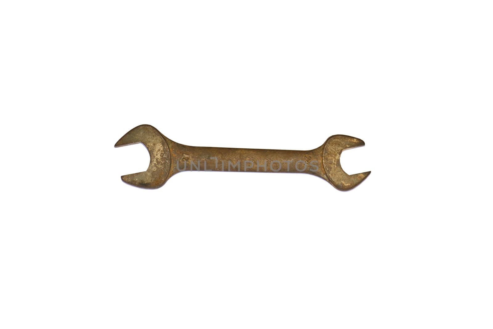 Isolated  old wrench with rusty