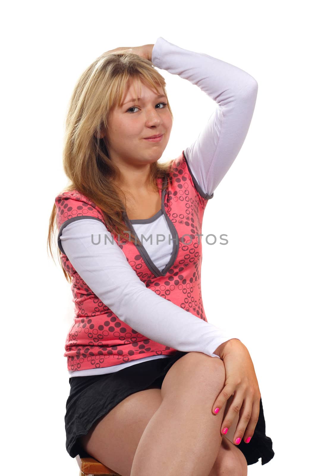 young woman photo on the white background