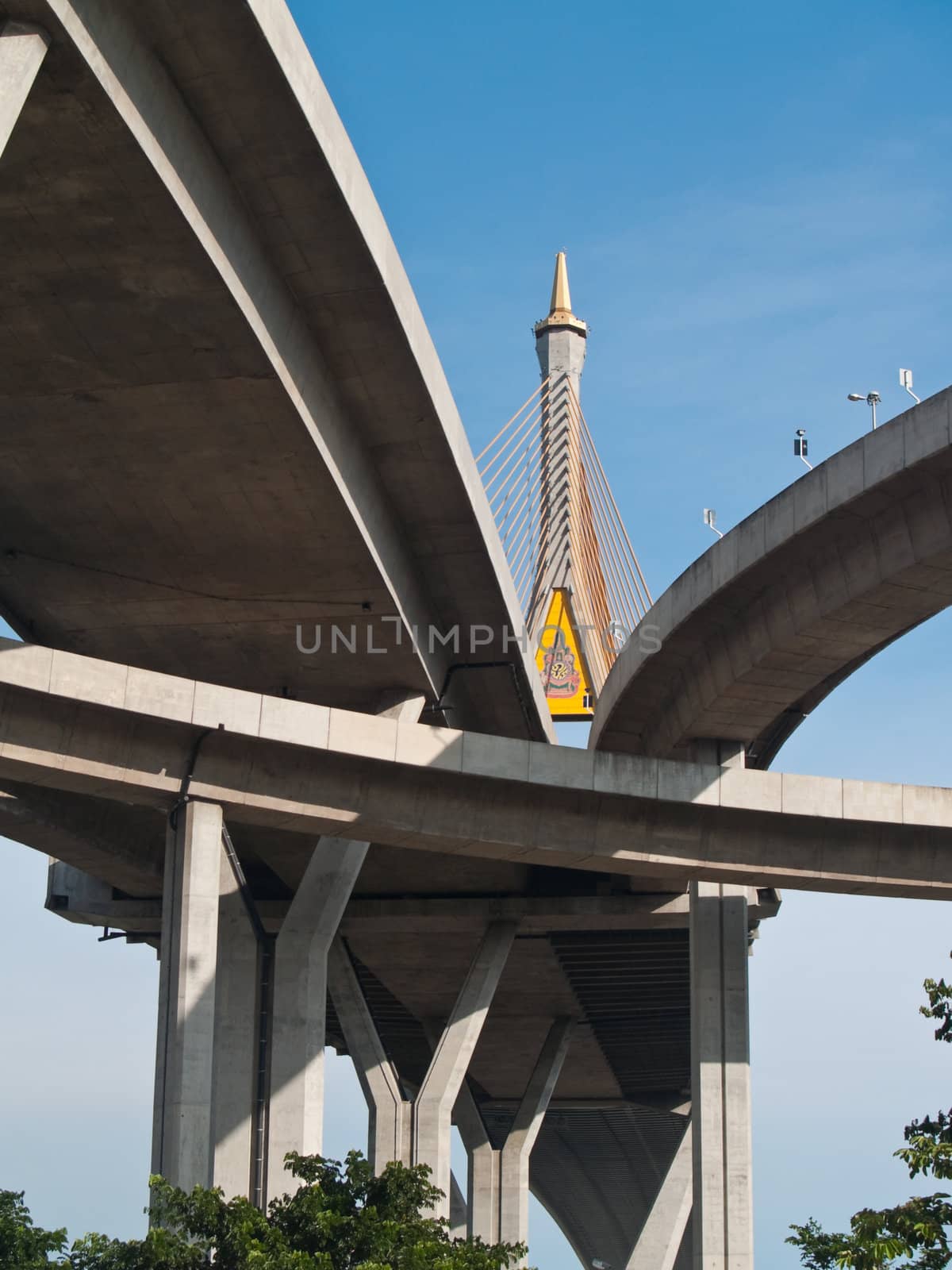 Bhumibol Bridge also casually call as Industrial Ring Road Bridge, Samut Prakarn,Thailand