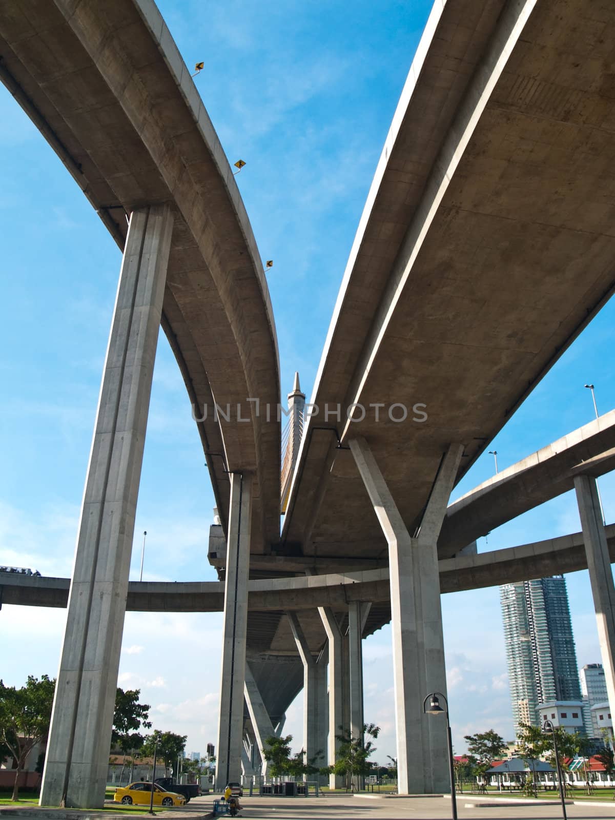 Bhumibol Bridge also casually call as Industrial Ring Road Bridge, Samut Prakarn,Thailand