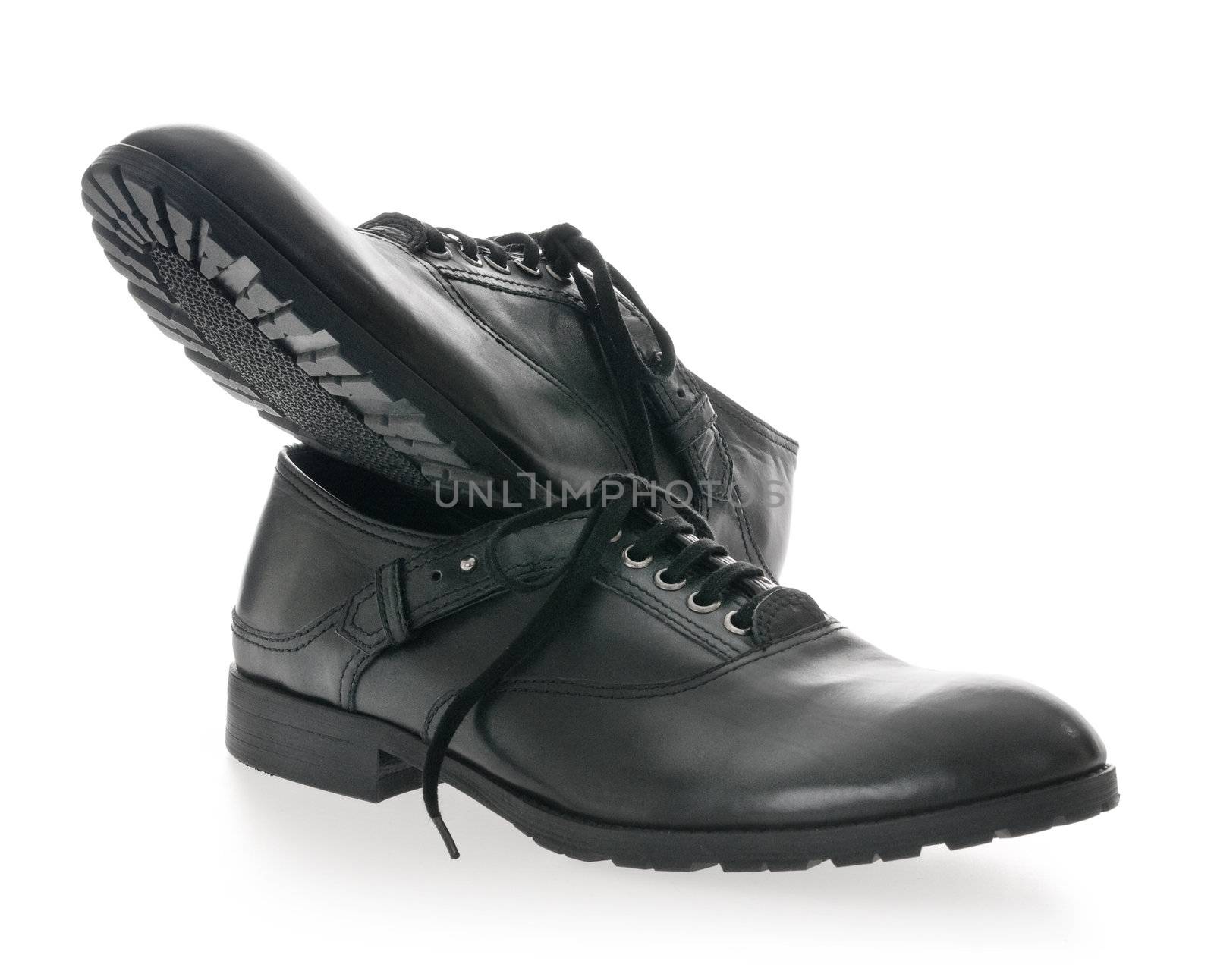 Black Men's leather shoes on a white background