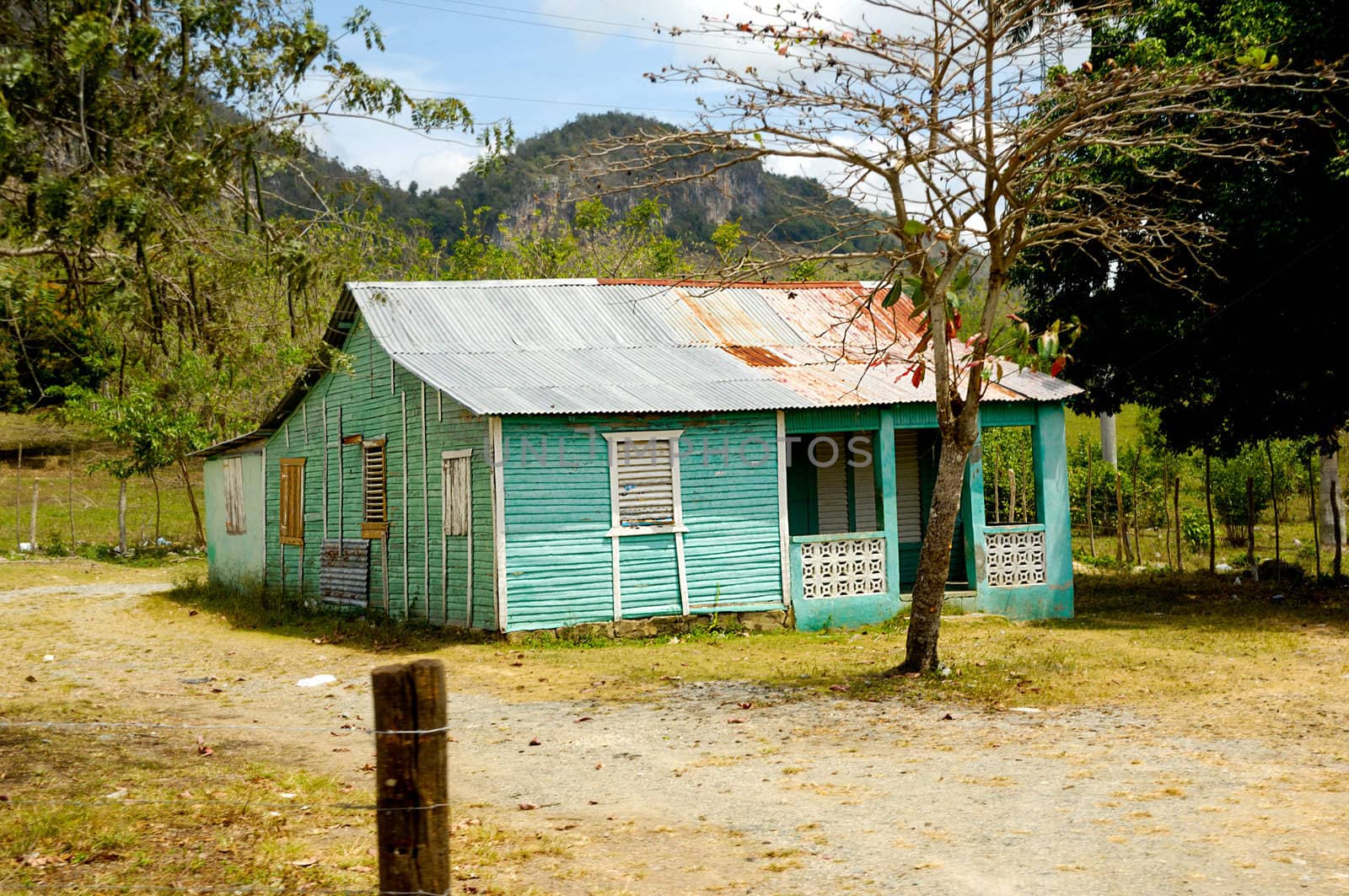 Classical caribbean wooden house. Dominican Republic.