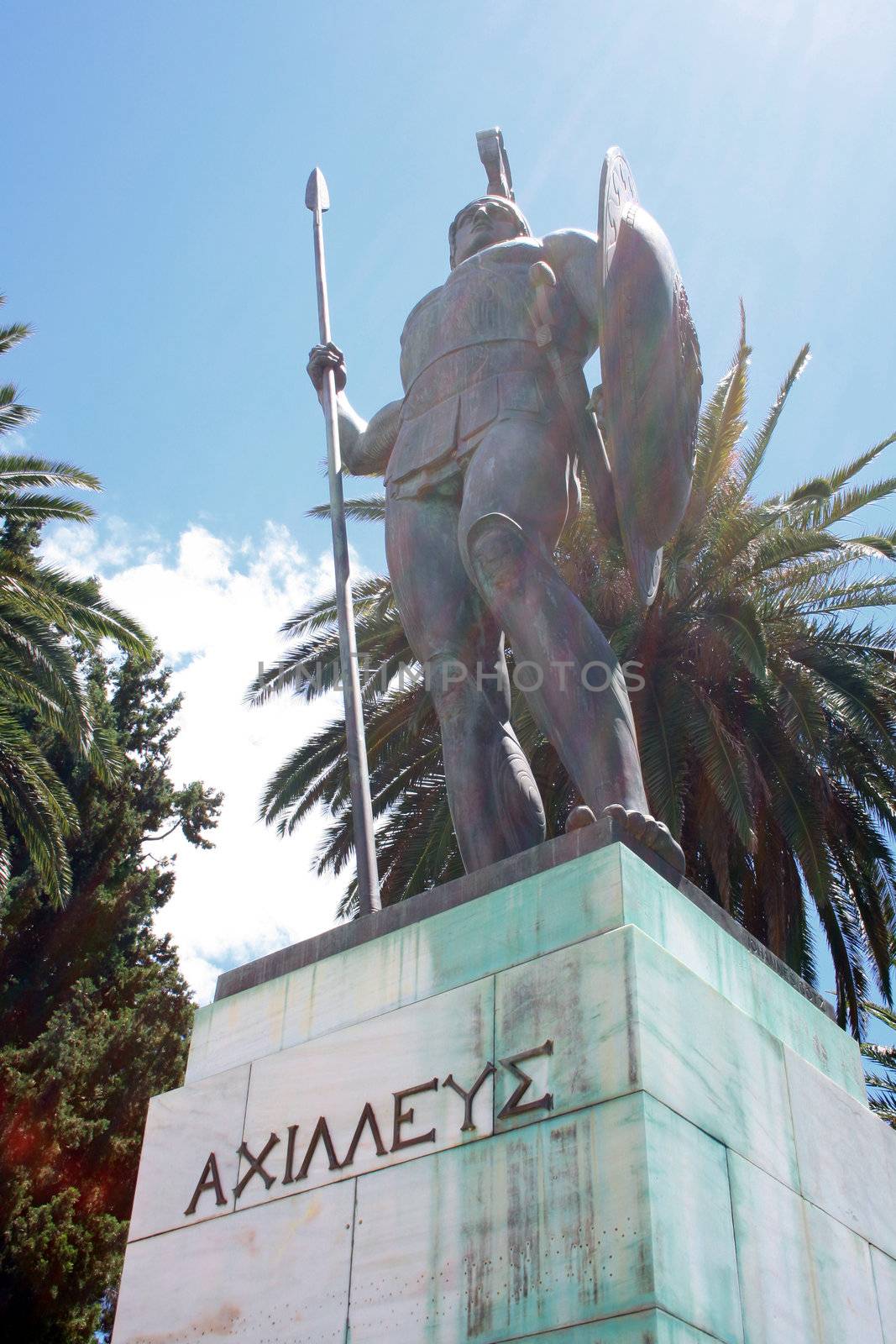 Great monument of Achilles on main garden of Achilleon palace on Corfu, Greece