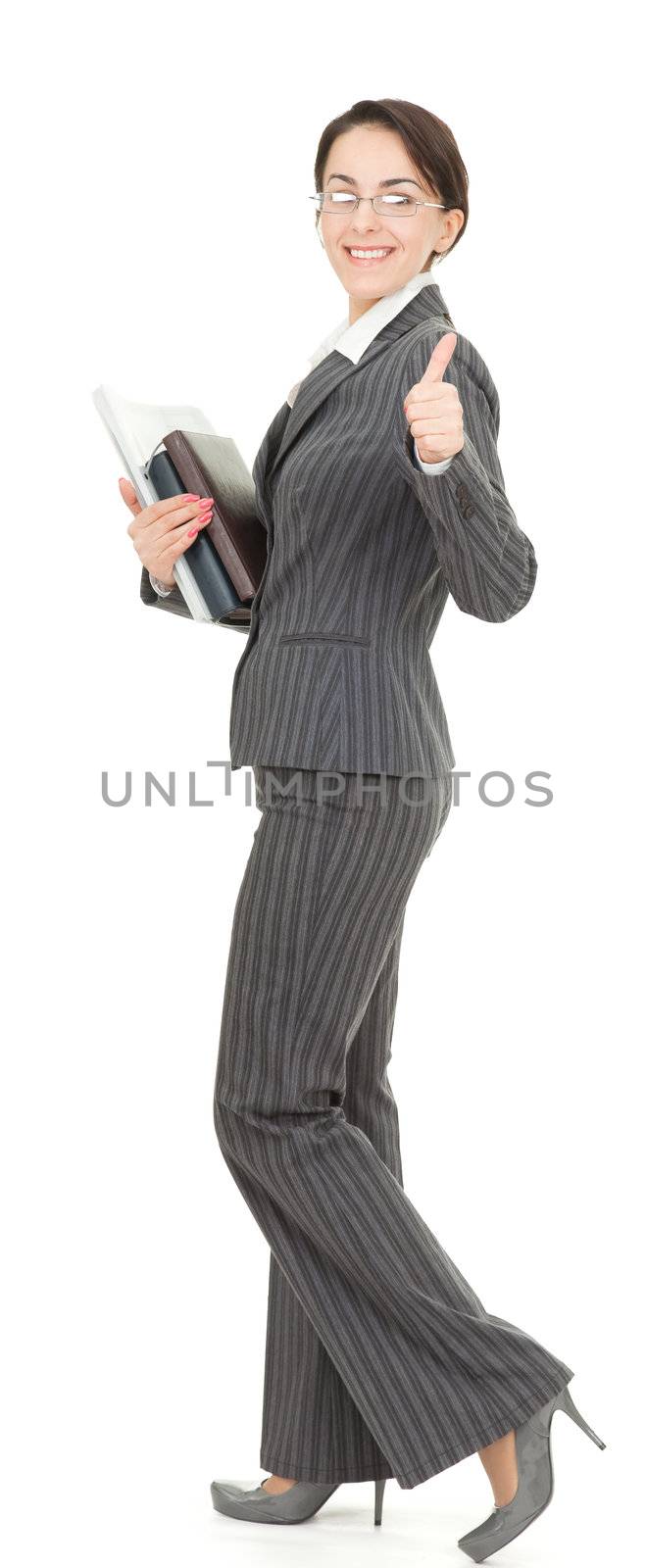 portrait of a business woman on white background