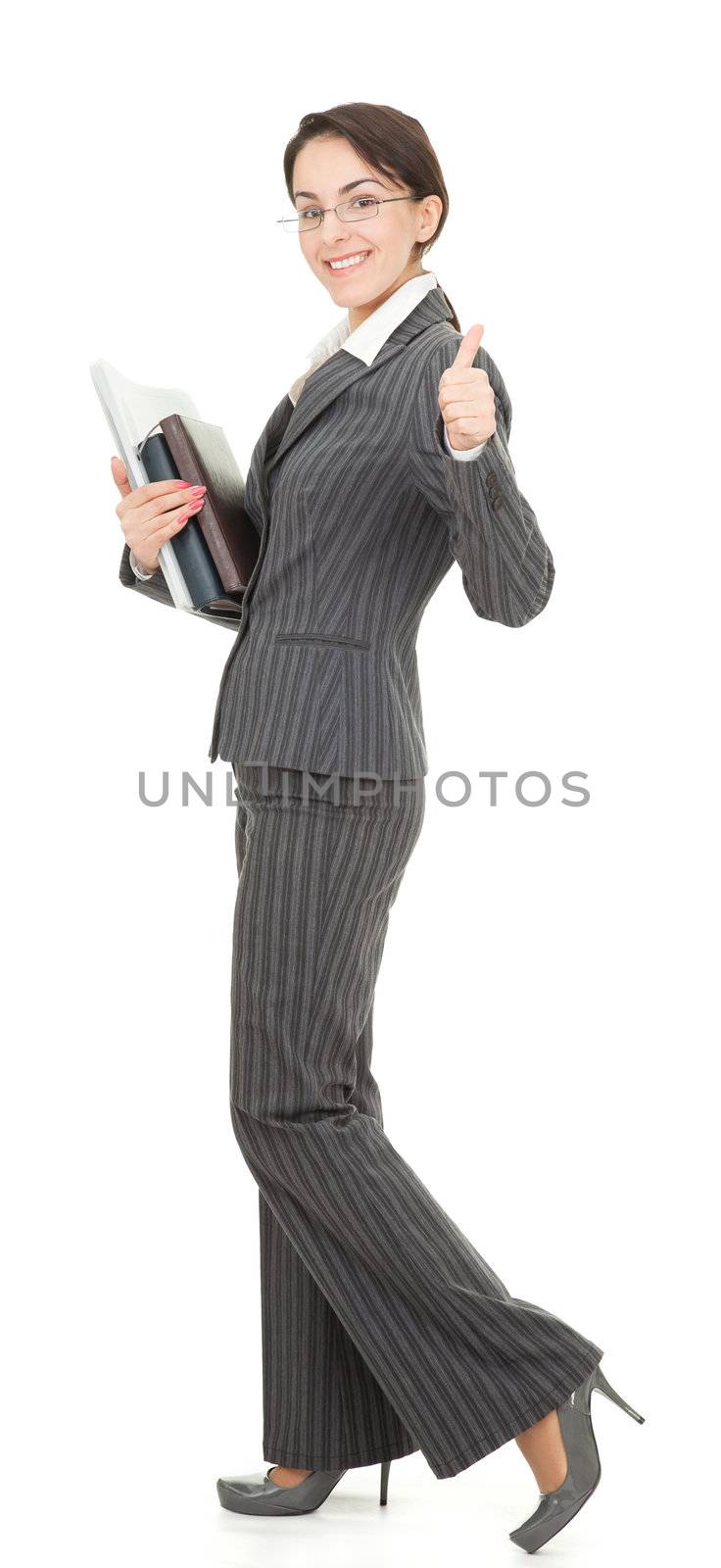 portrait of a business woman on white background