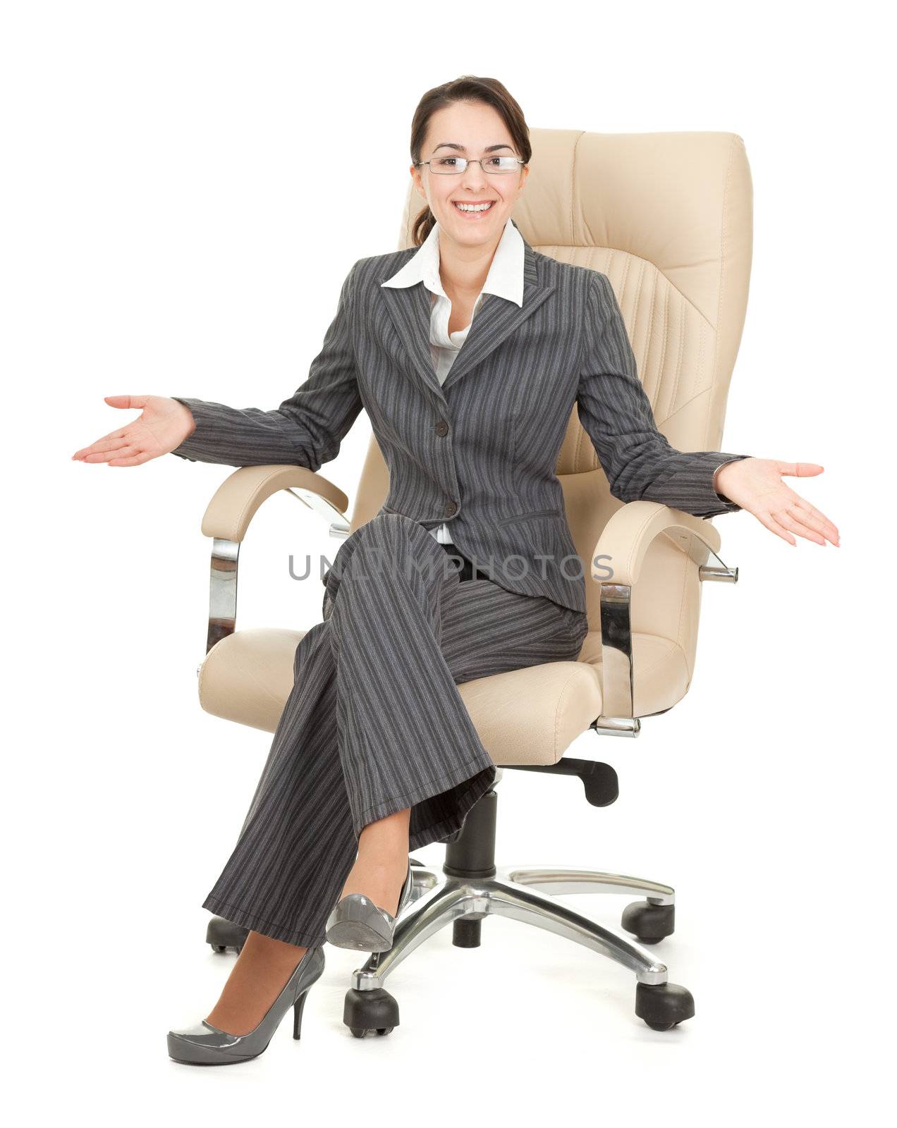 portrait of a business woman on white background