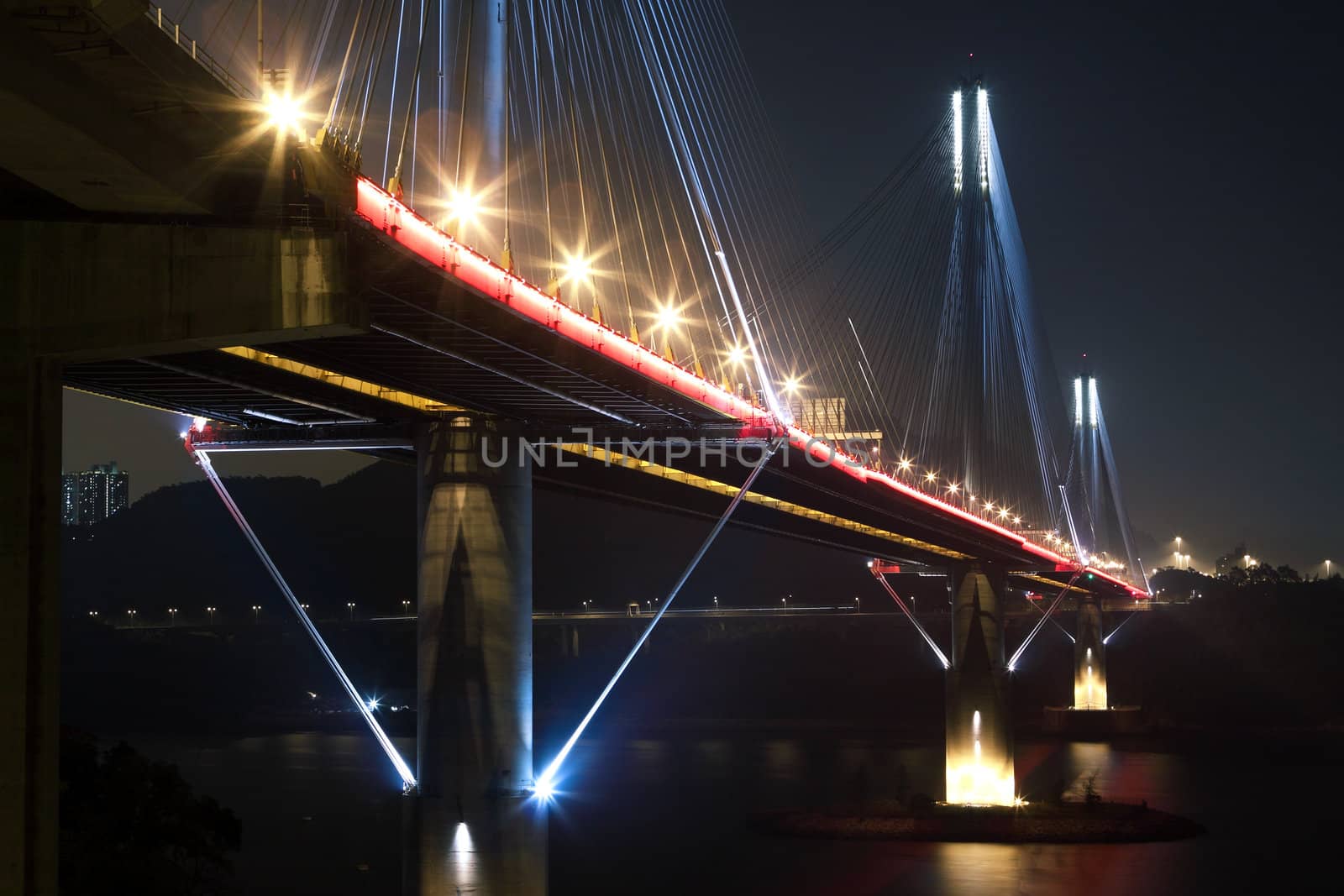 Ting Kau bridge at night 