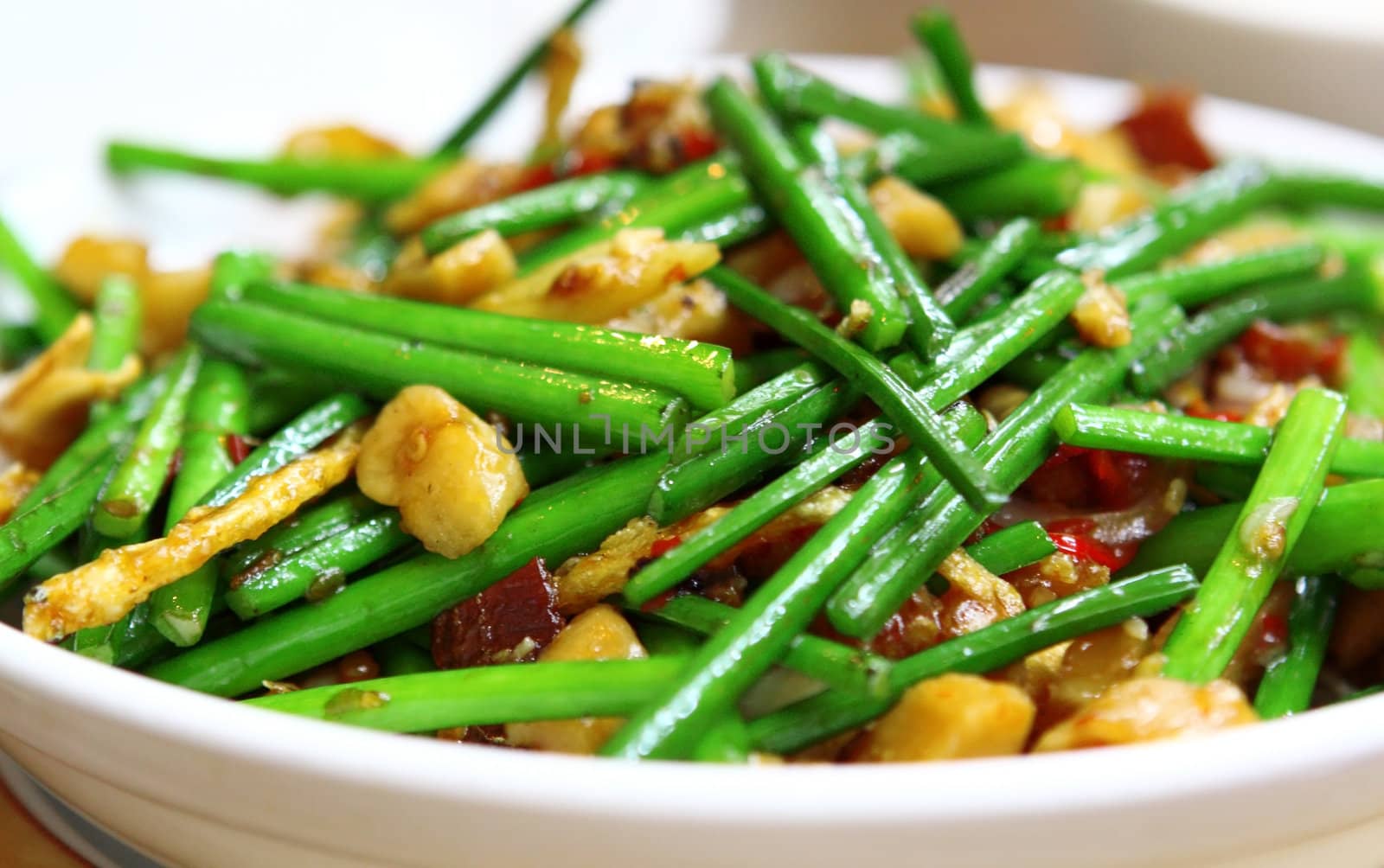 wok stir fry with selective focus