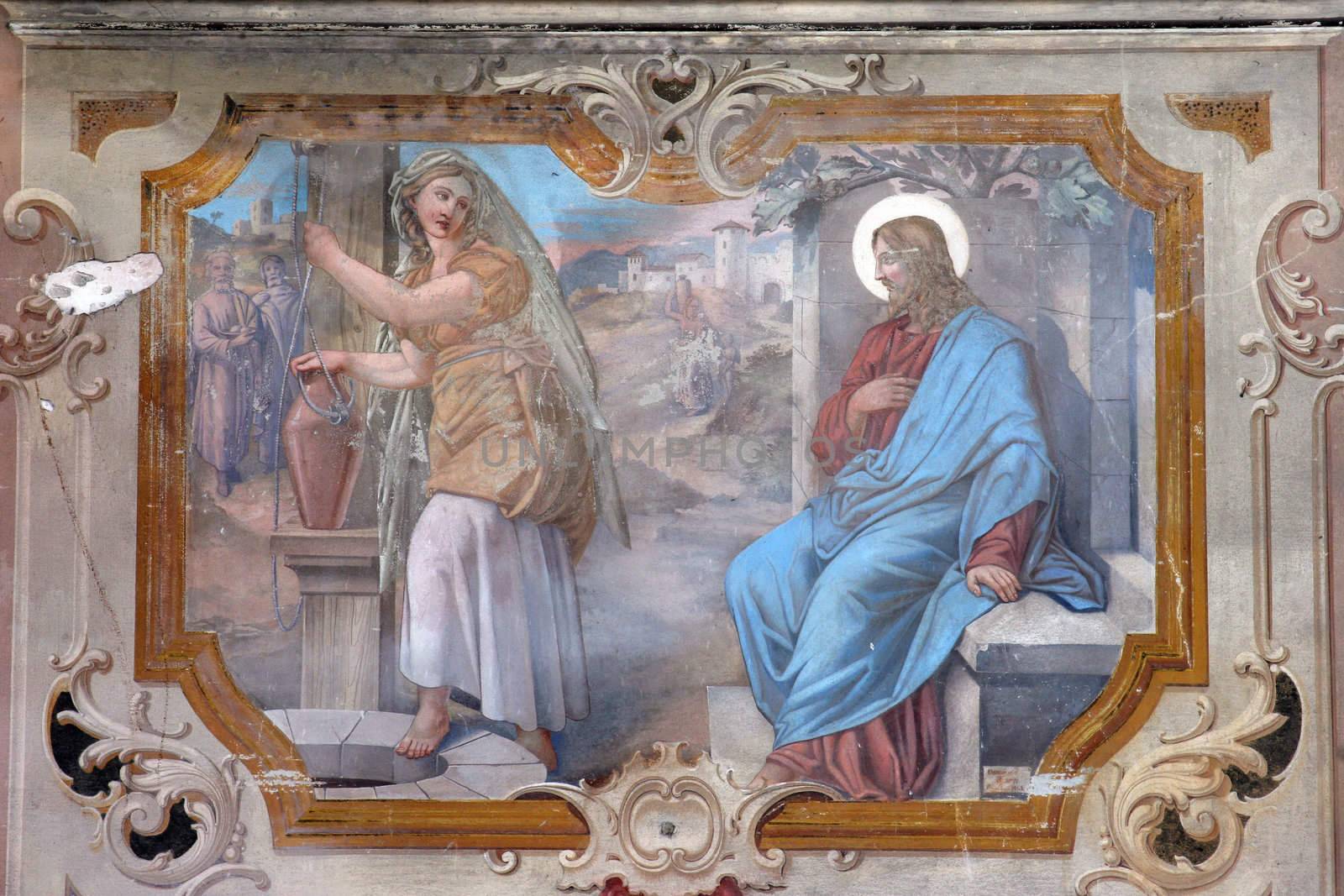 Jesus and a woman of Samaria by atlas