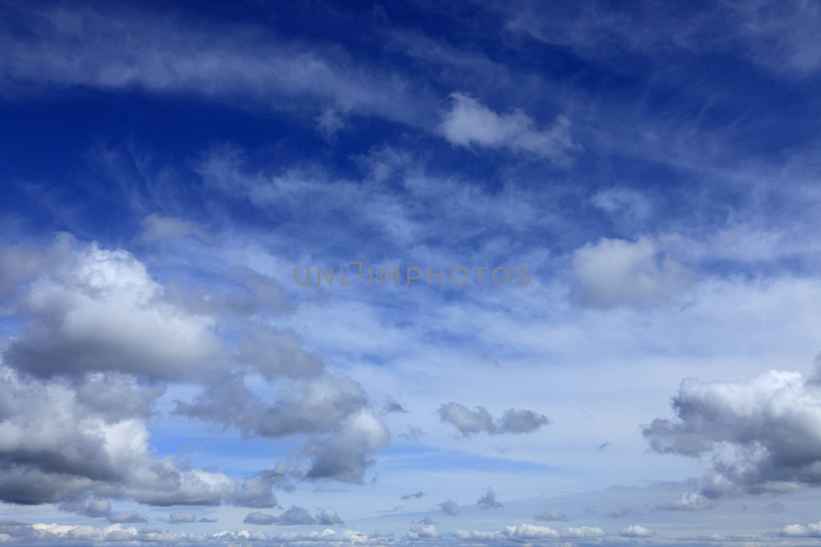 Beautiful blue fluffy cloudy sky in a summer day.