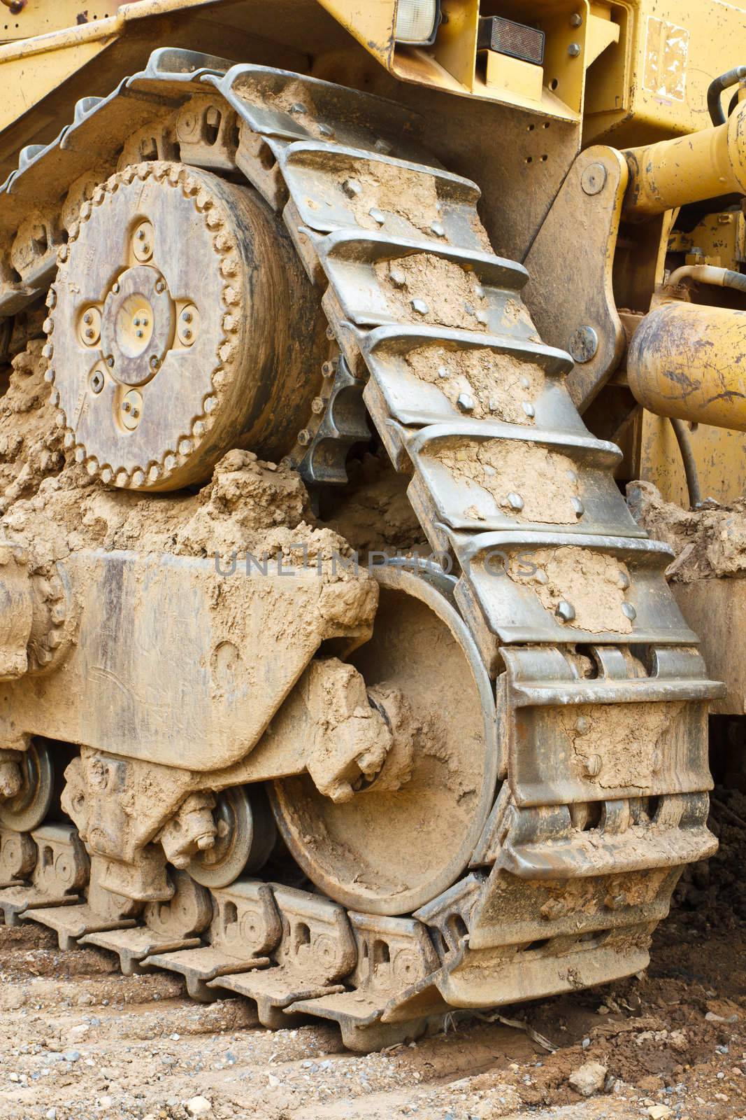 Bulldozer working in mine