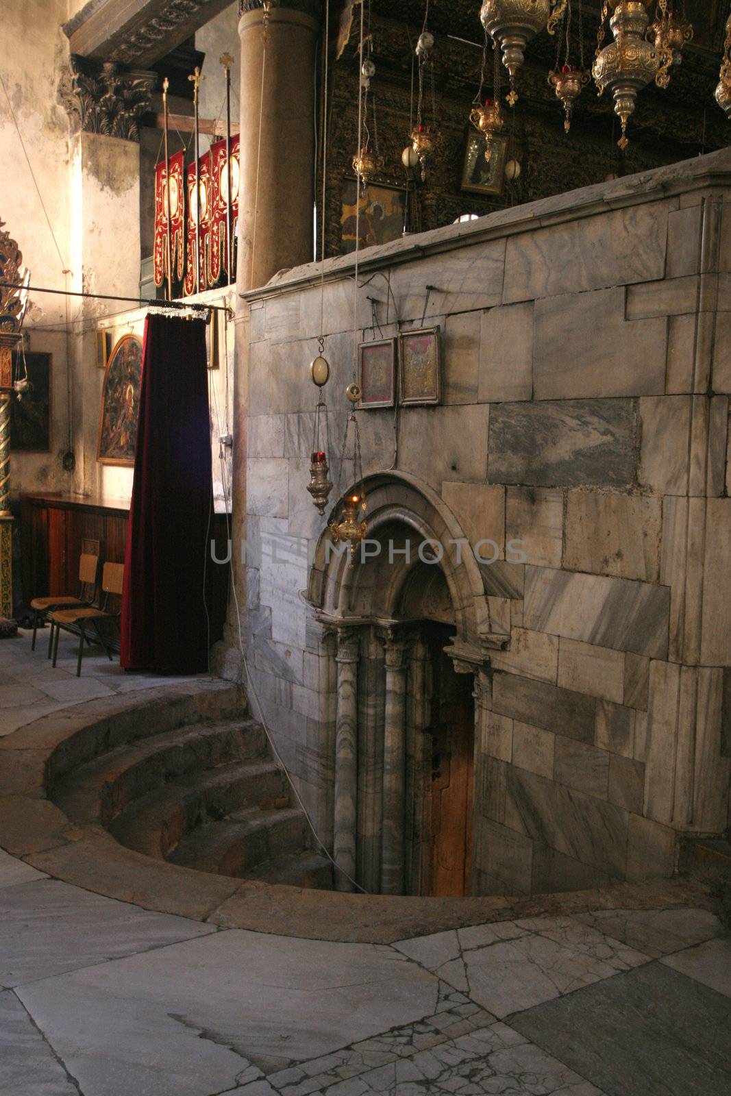 Entrance to the Grotto of the Nativity, Bethlehem by atlas