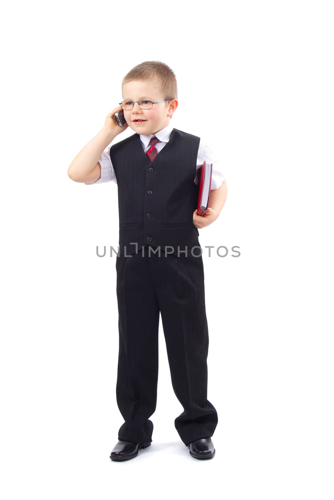 small boy - businessman photo on the white background