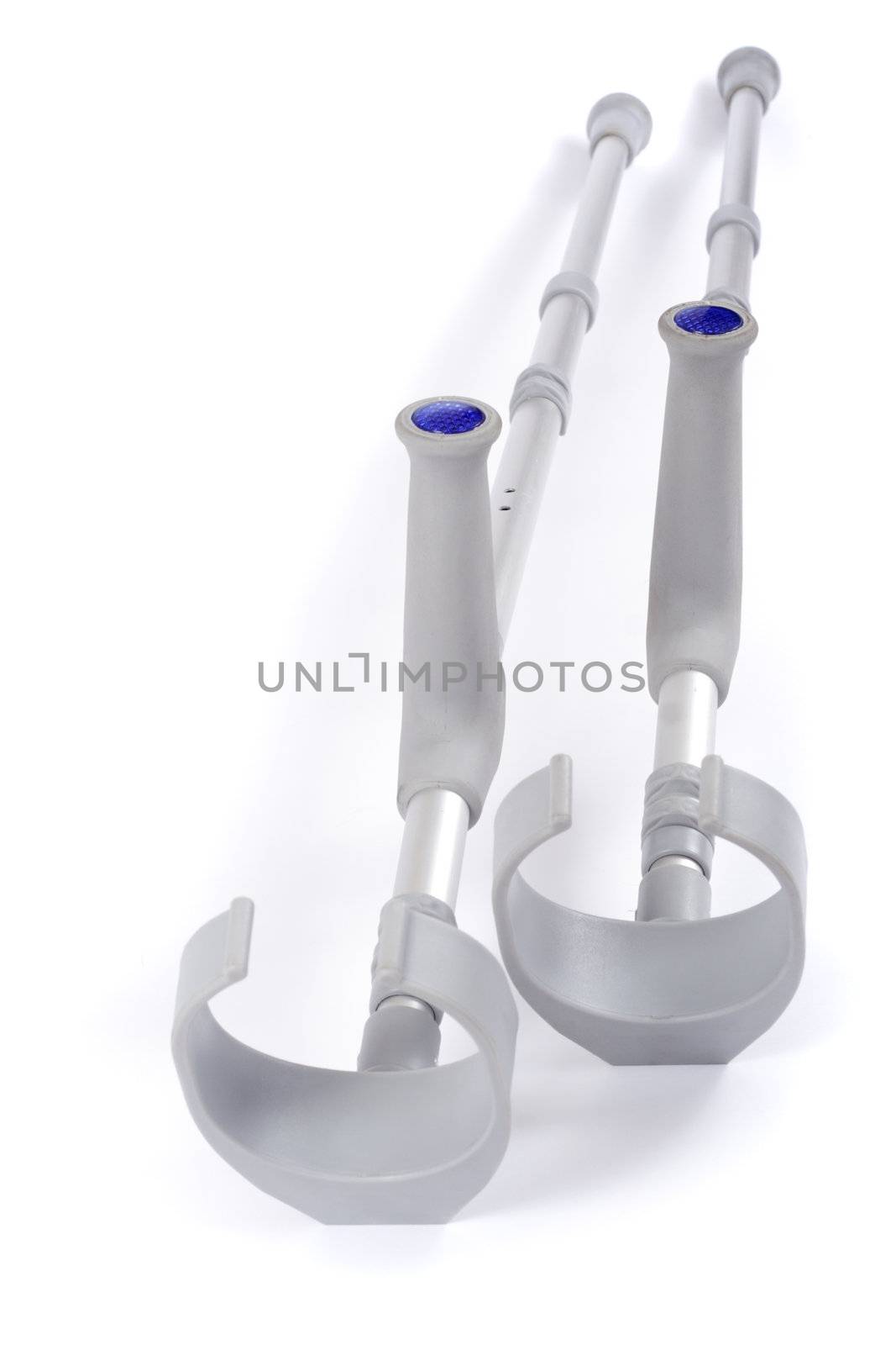 aluminum crutches photo on the white background