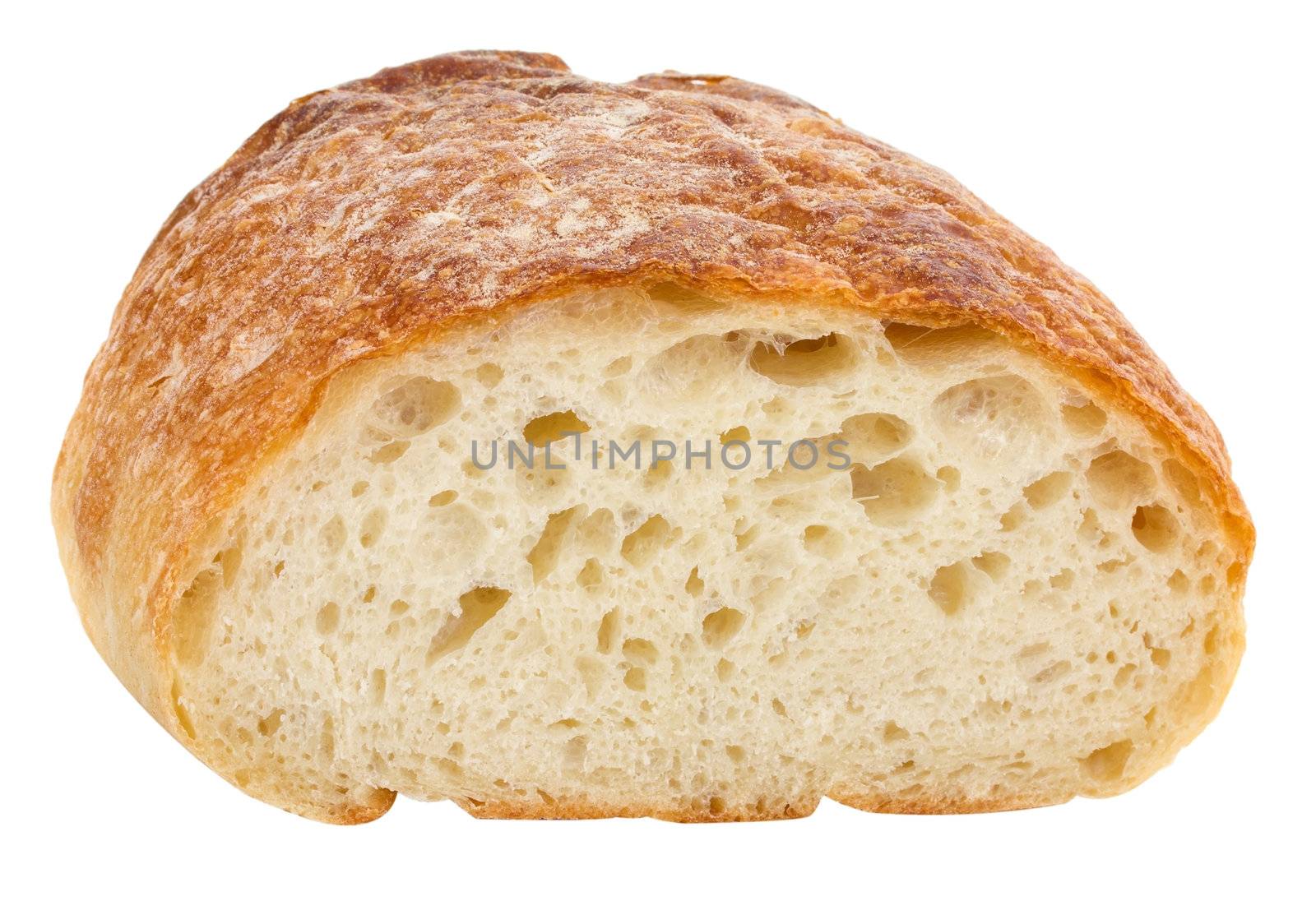 close-up white bread, isolated on white