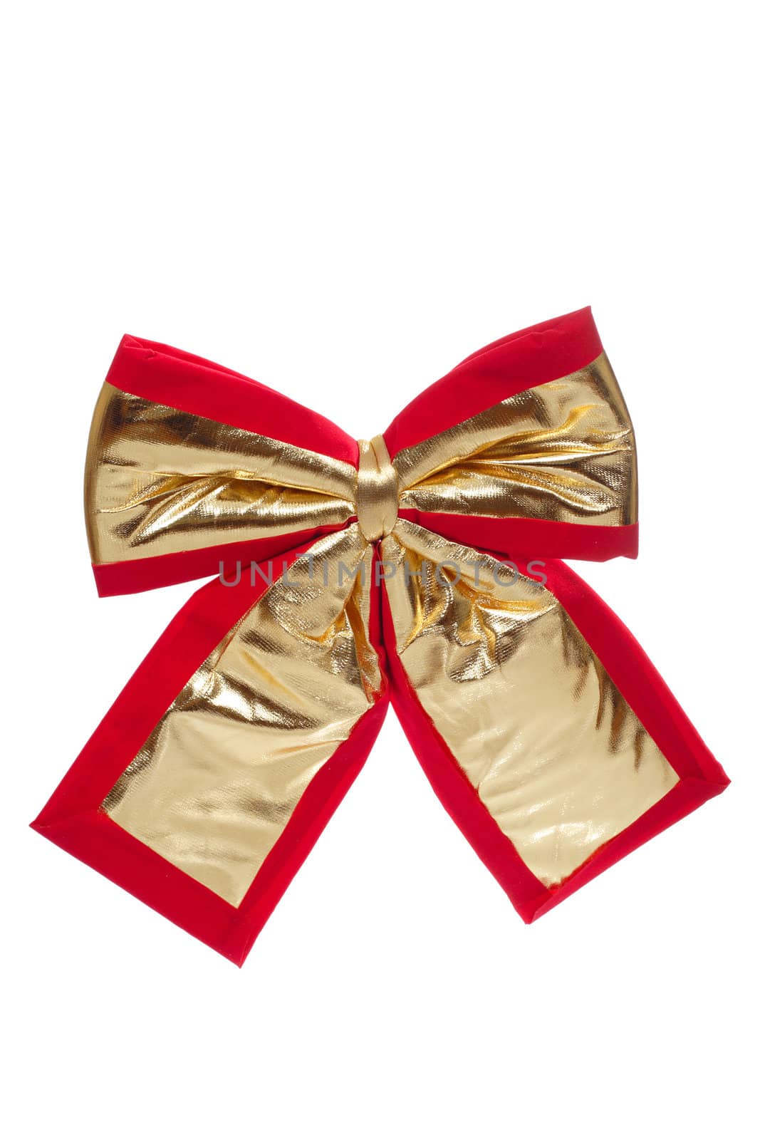 gold bow photo on the white background