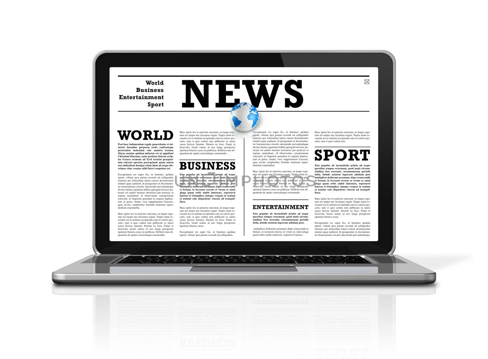 News on a laptop computer isolated on white by daboost