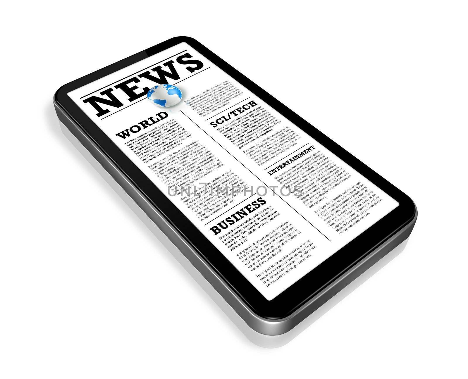 News on a mobile phone isolated on white by daboost