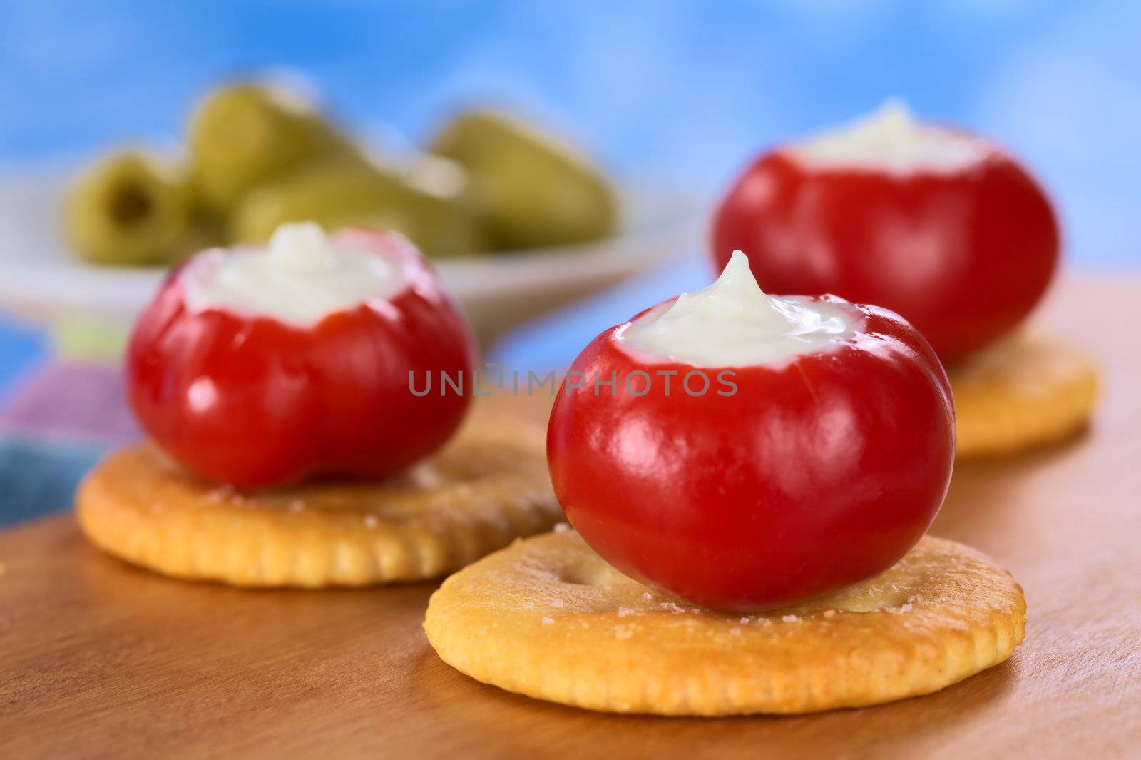 Small Hot Red Pepper Filled with Sour Cream by ildi