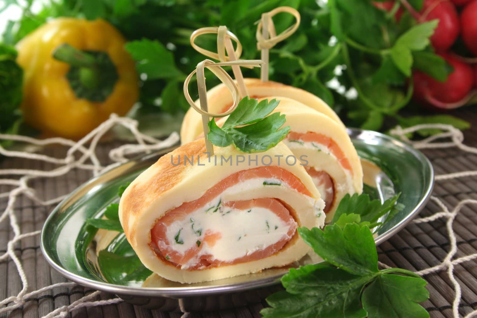 Pancakes with salmon and cream cheese by discovery