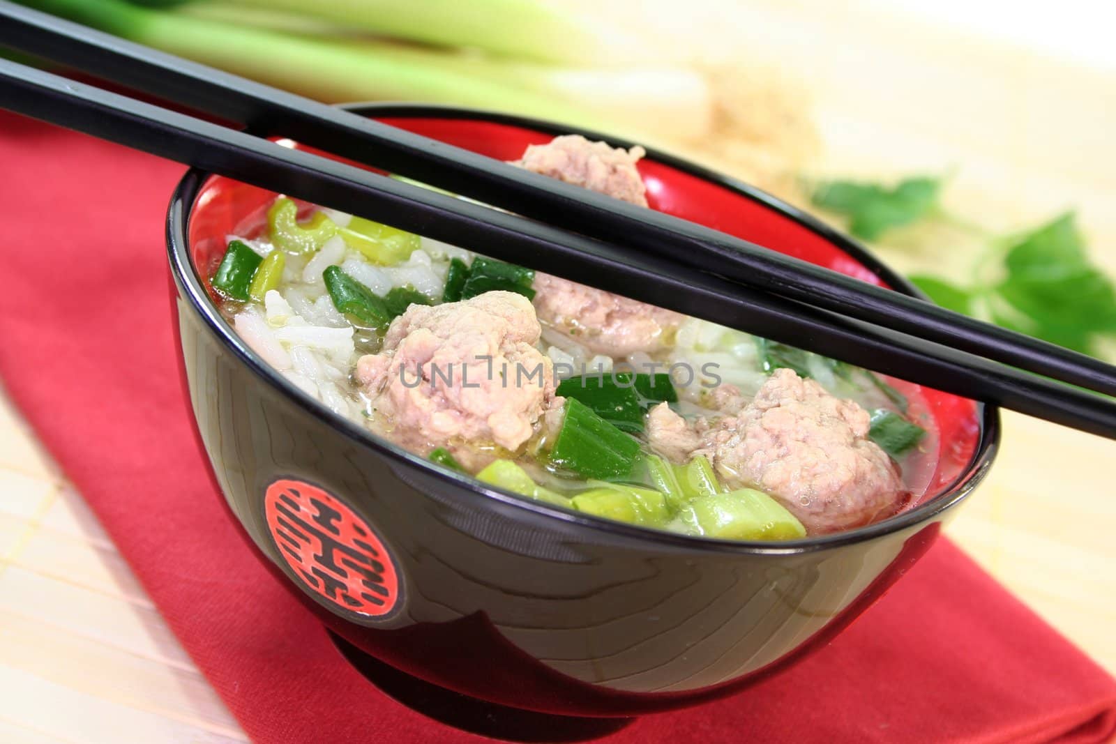 rice soup with meat balls by discovery
