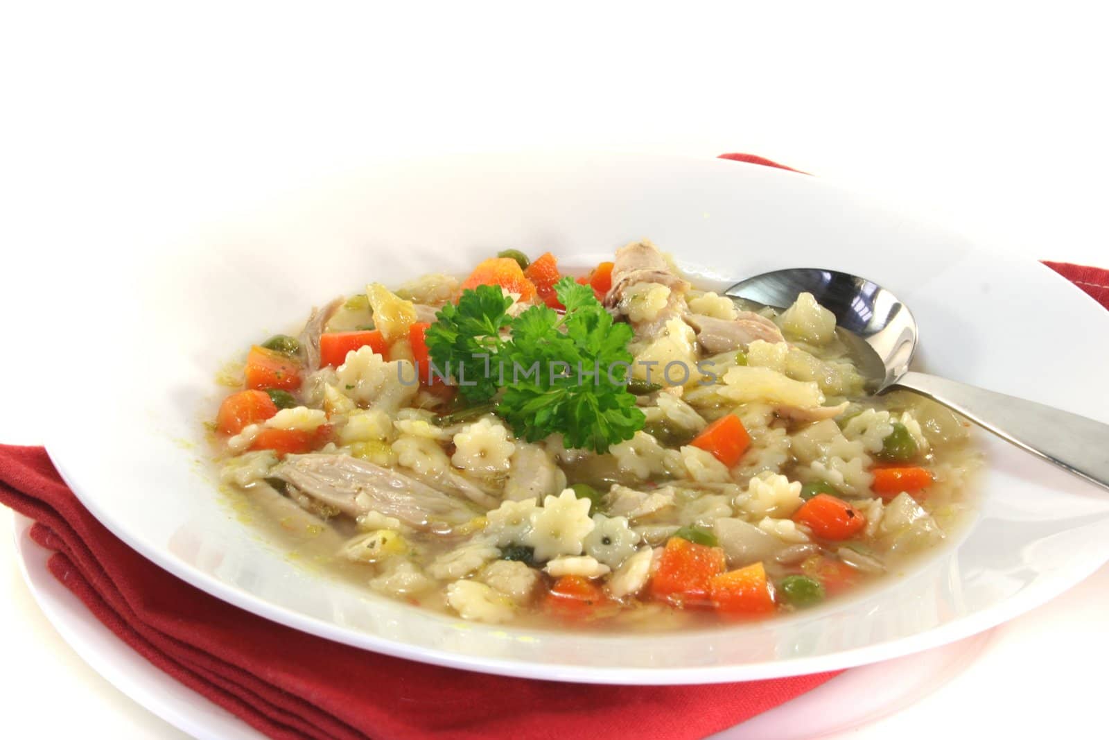 Chicken soup with chicken and fresh vegetable soup
