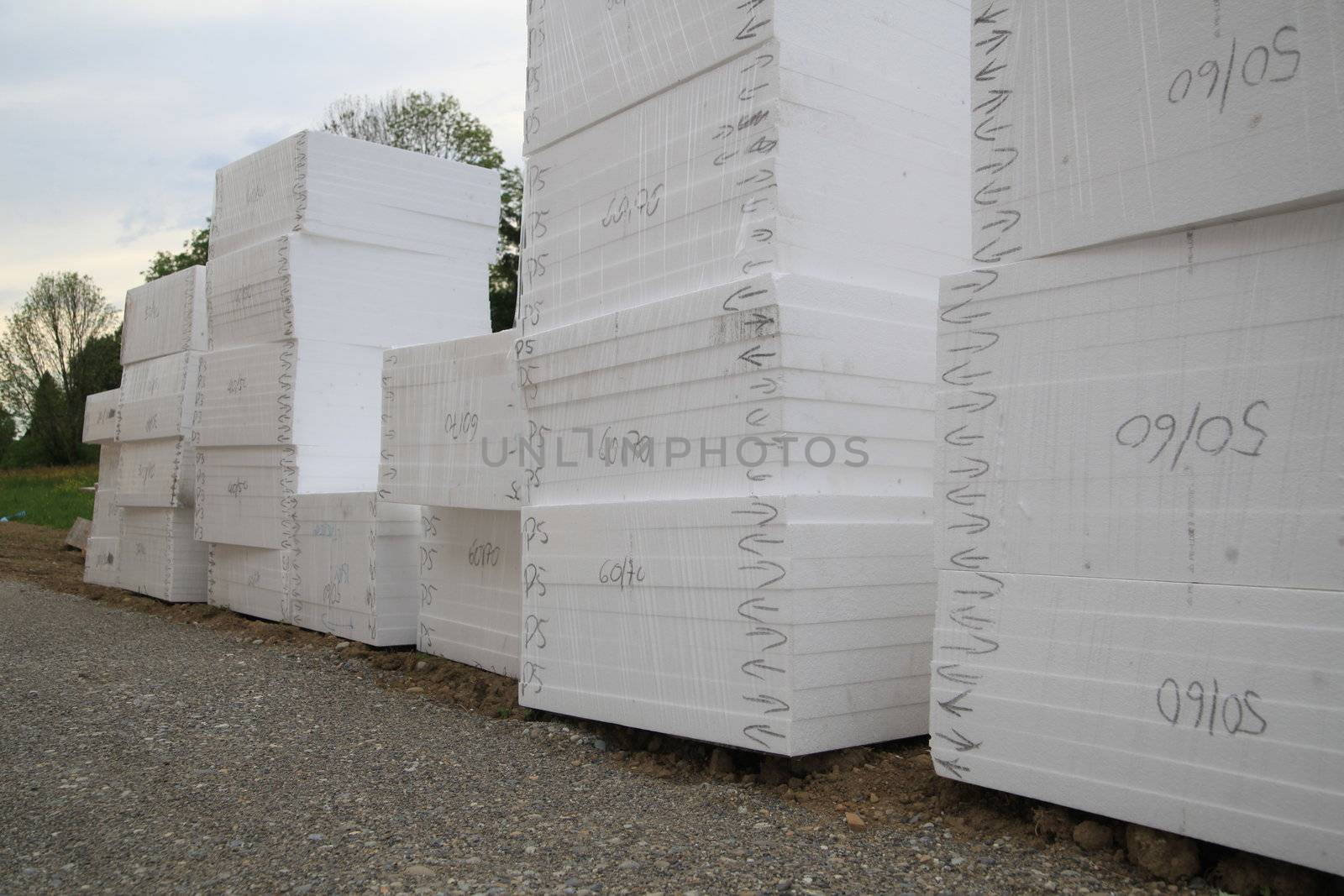 white styrofoam tables pile corner construction materials