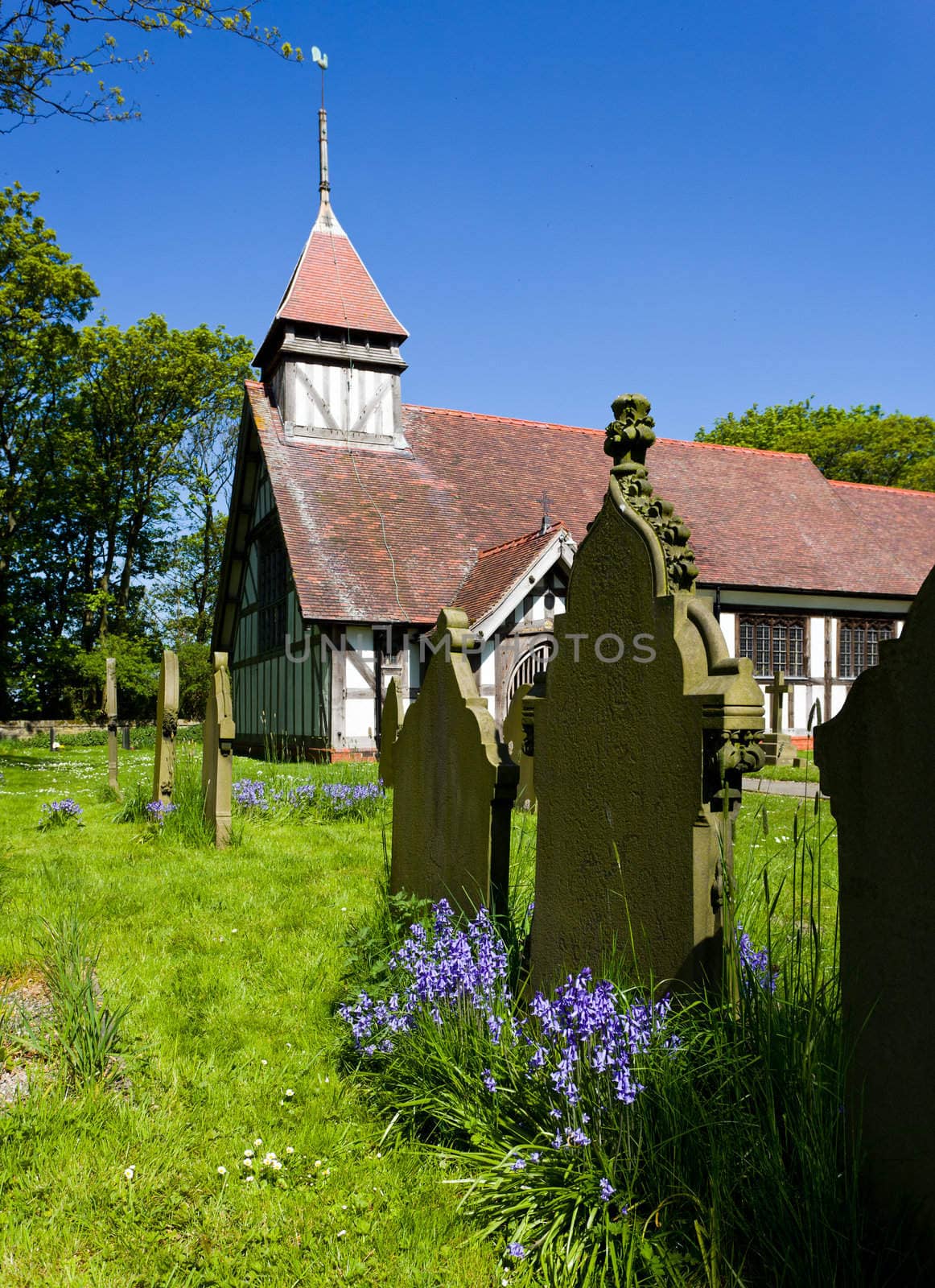 Half timbered church of Great Altcar near Formby in Lancashire, England