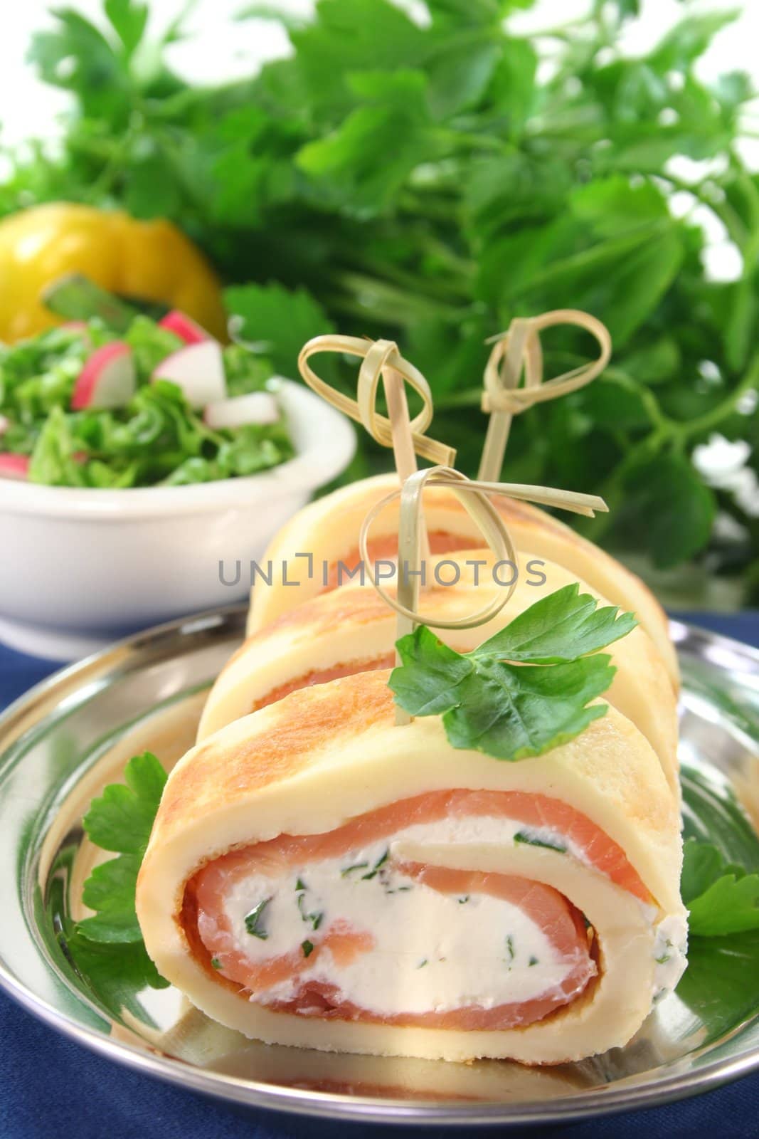 Pancakes with salmon and cream cheese by discovery