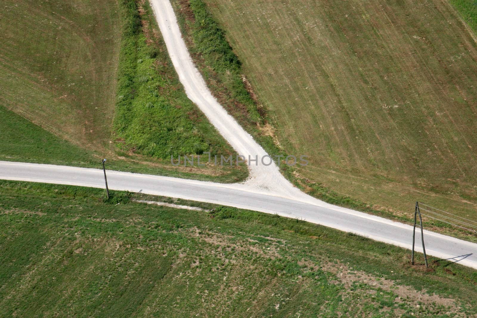 Road and green field