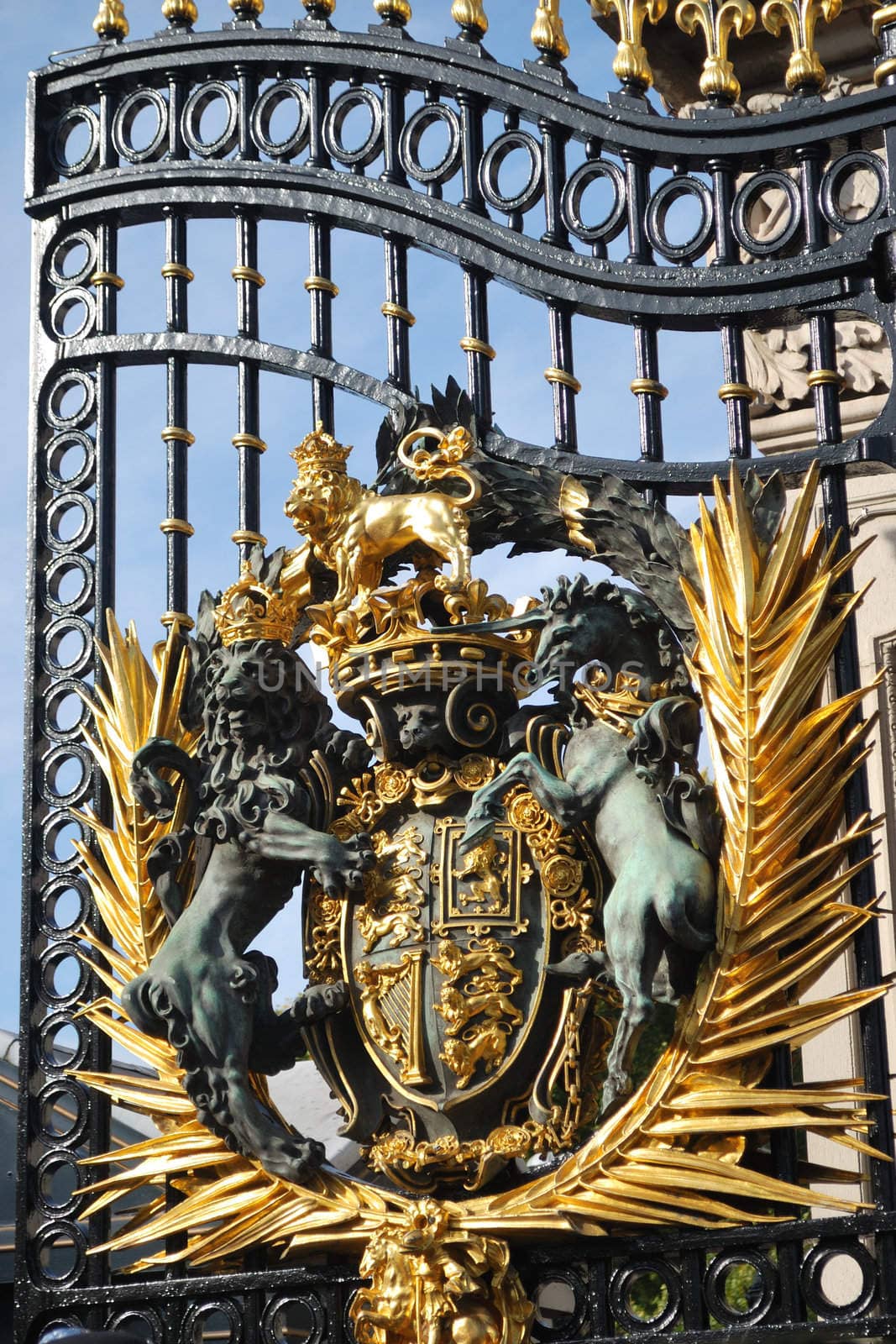 royal crest on gates of palace